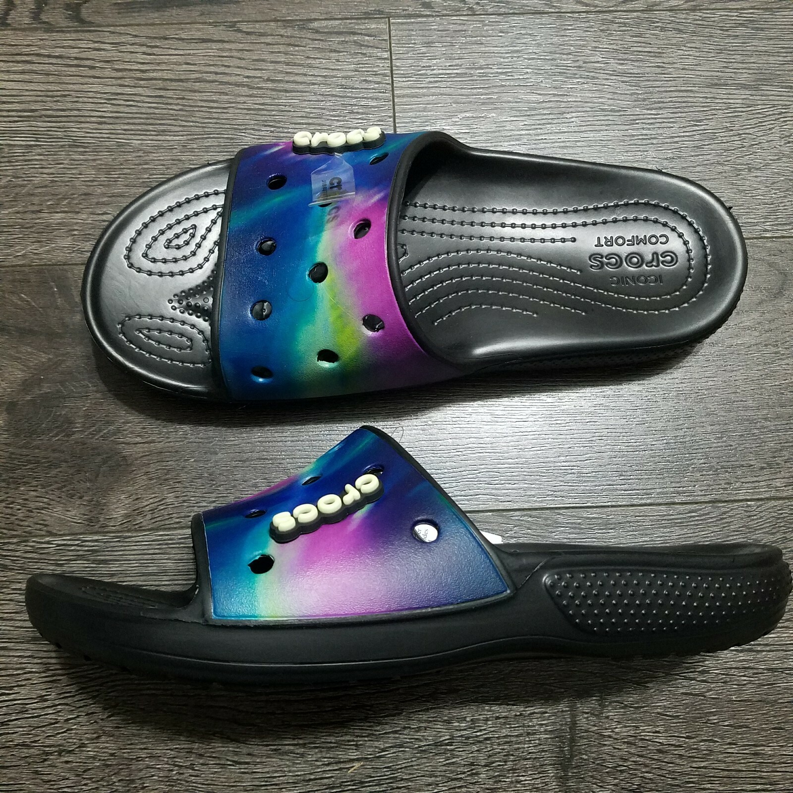 CROCS Classic Out Of This World Glow in the Dark Slide Sandals Mens 10 Womens 12