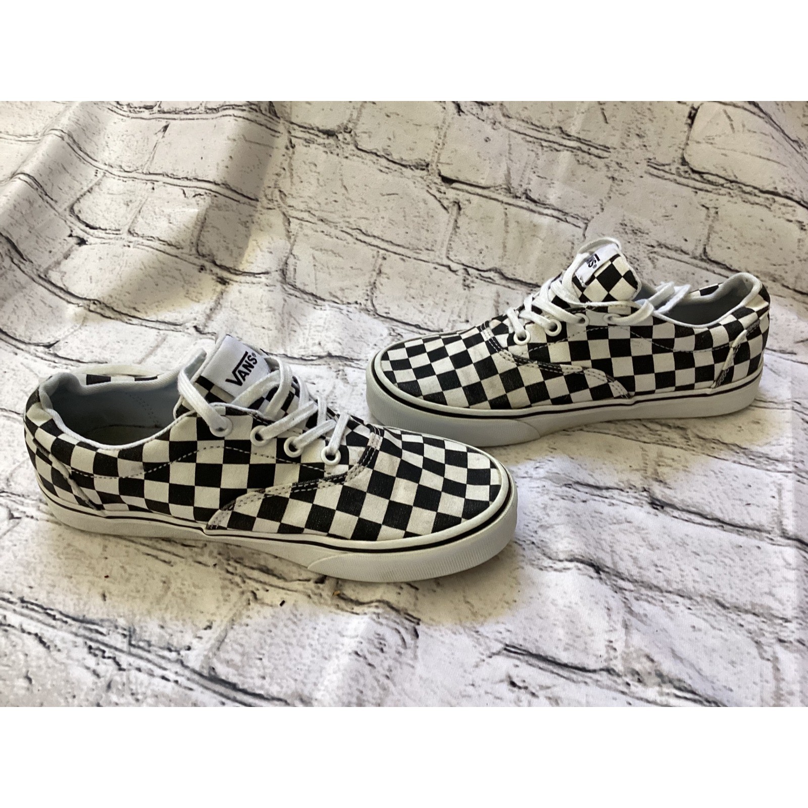 Vans Doheny Checkerboard Sneakers Womens 7 Black White Low Top Skate Shoes