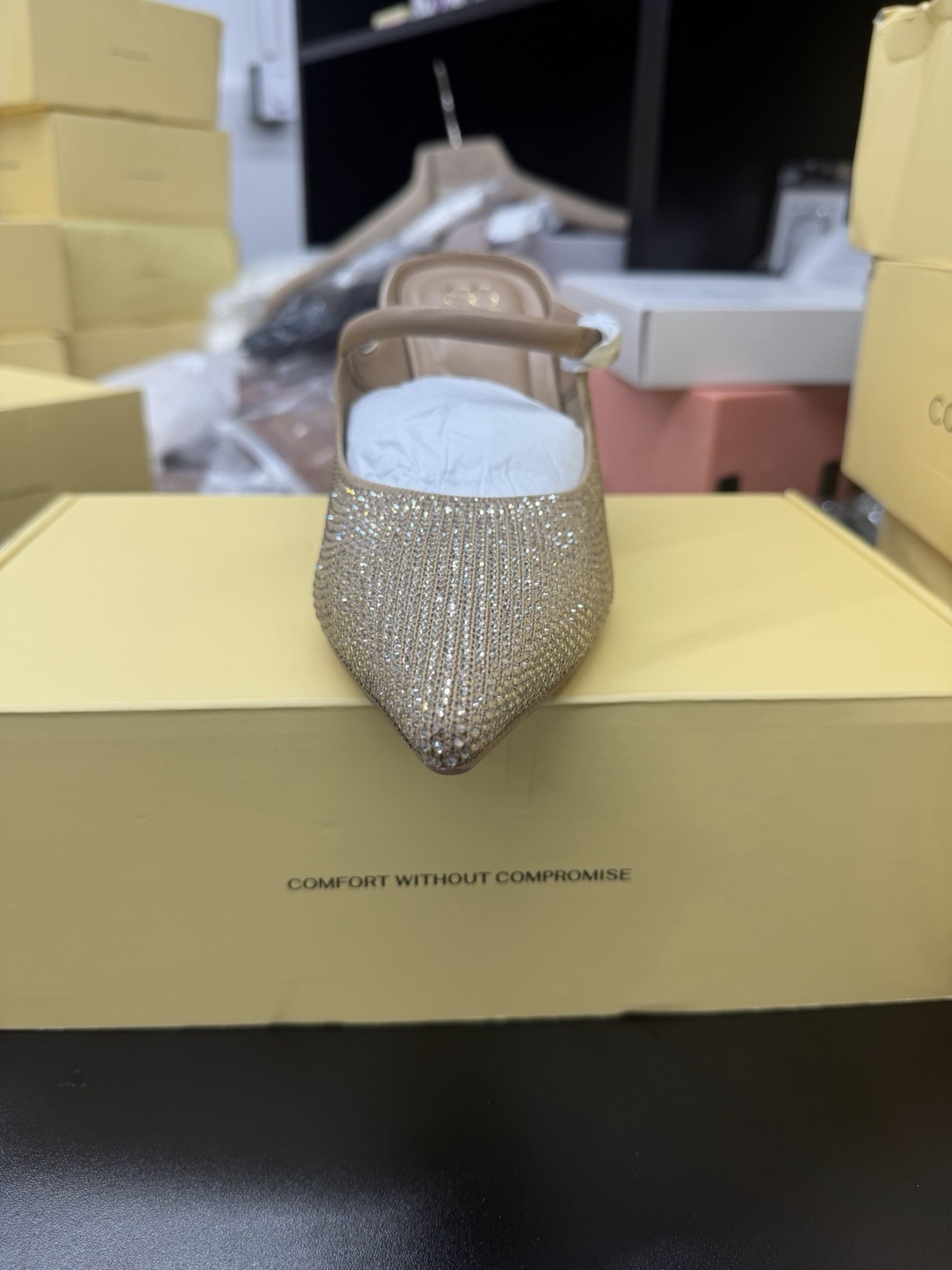 GraceLithe Pointed Toe Heeled Mule- glitter