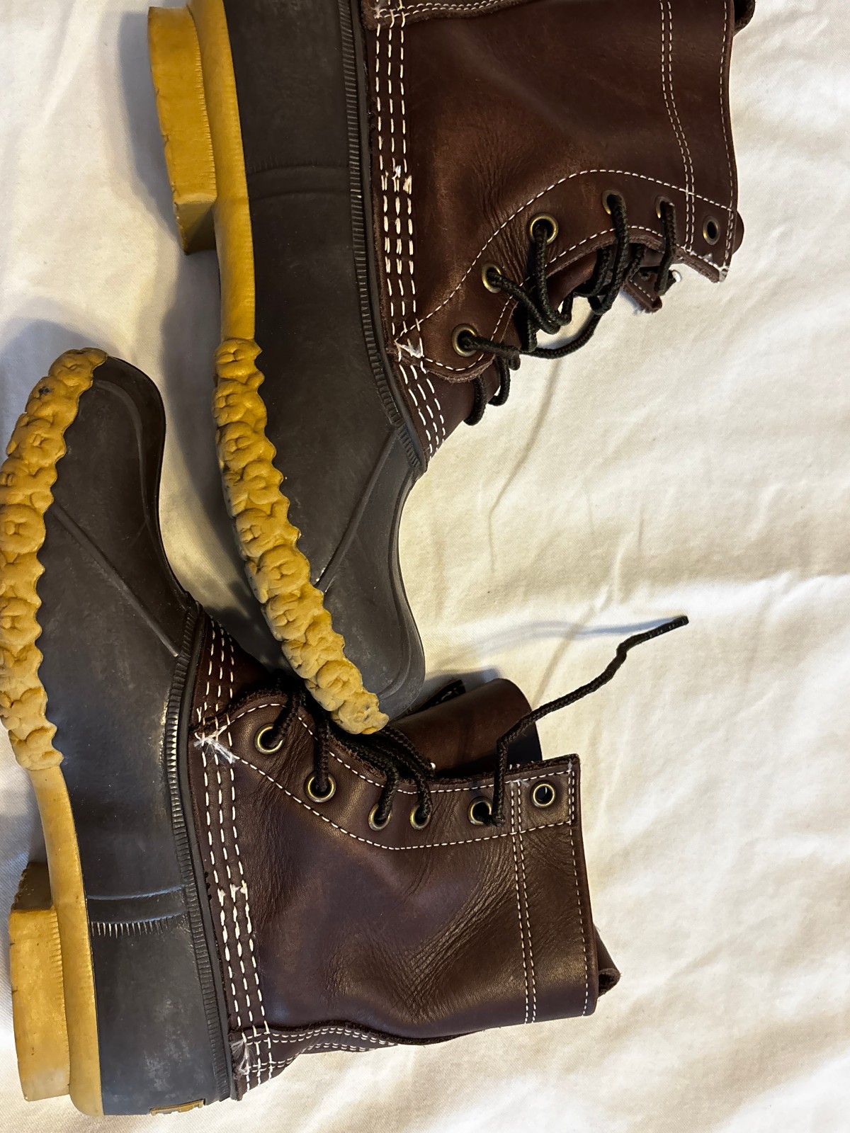 L.L. Bean Boots 8” Brown Burgundy Leather Made in Maine USA Unlined Woman’s 6M
