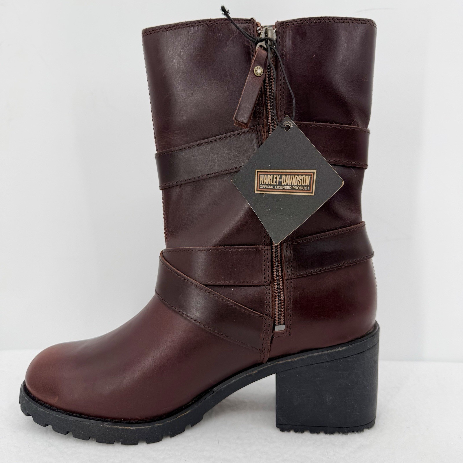 NEW MINOR SCUFFS FROM STORE Harley-Davidson Women Burgundy Leather Moto Boot 8.5