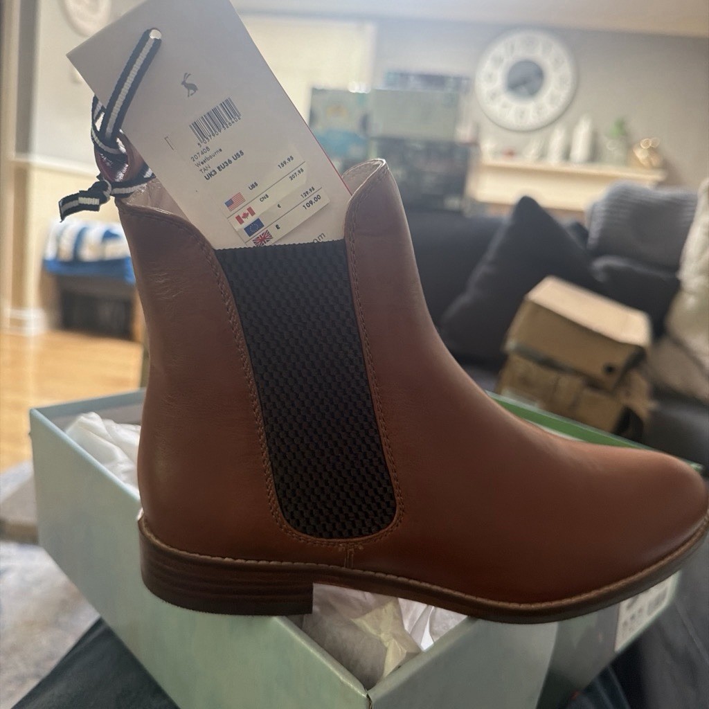 Joules Westbourne Cognac Brown Leather Chelsea Boots Size 5 US