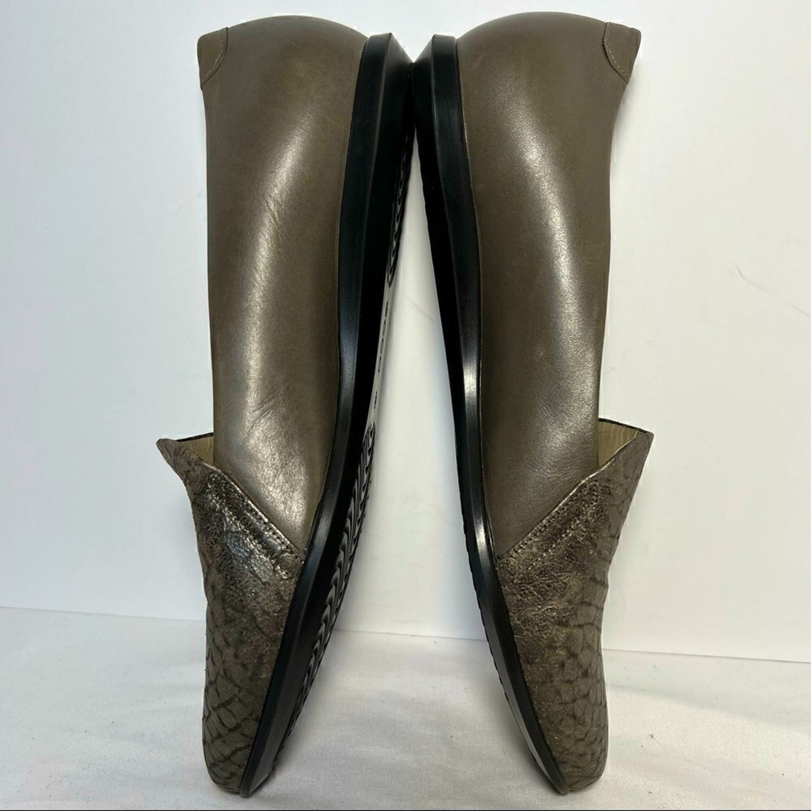 Ecco Touch Ballerina 2.0 Warm Grey Leather Flats Womens EU 40 US 10