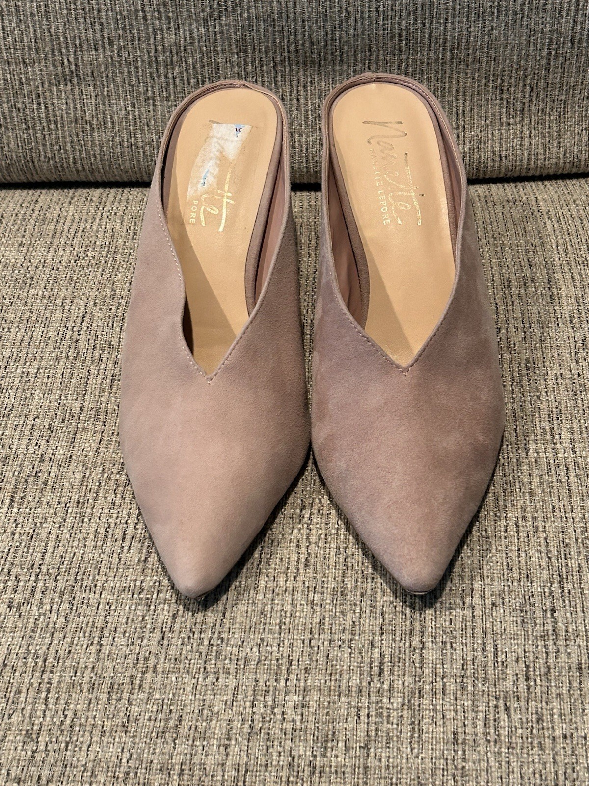 Pink Suede Backless Heels