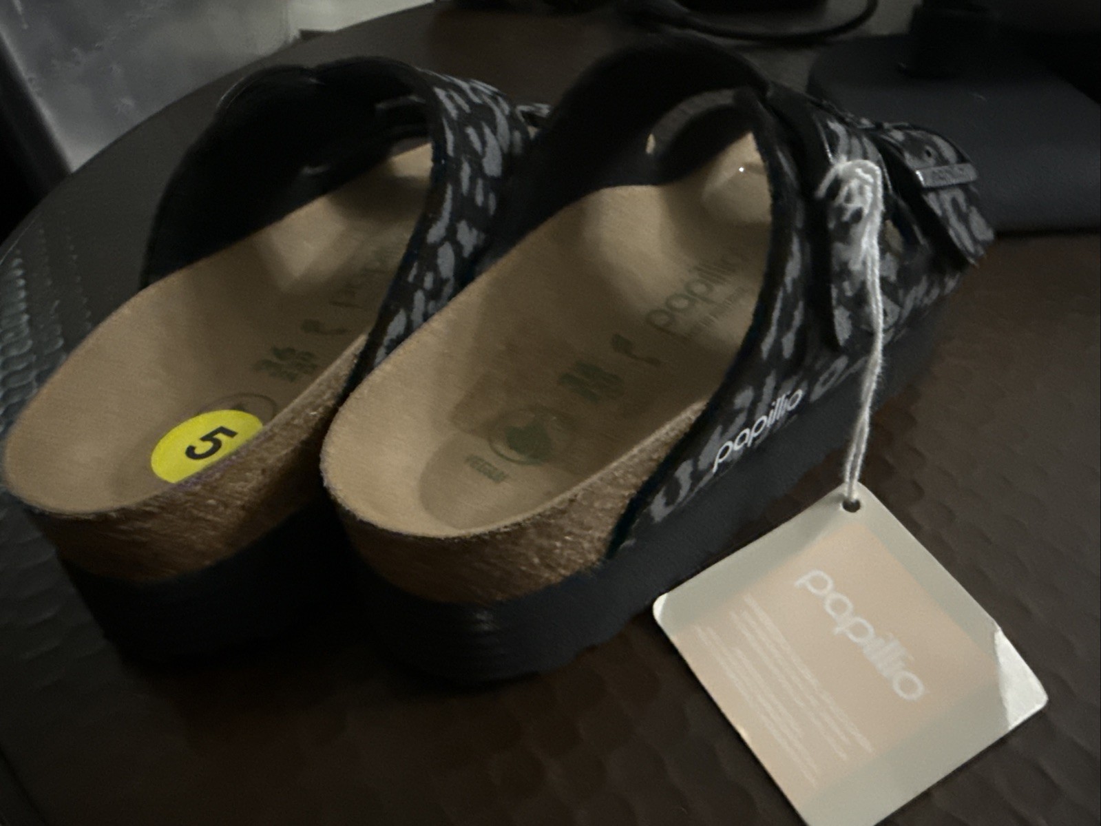 Birkenstock Papillio Vegan Animal Print Black/Gray Slide Sandals EU 36 / 5US W