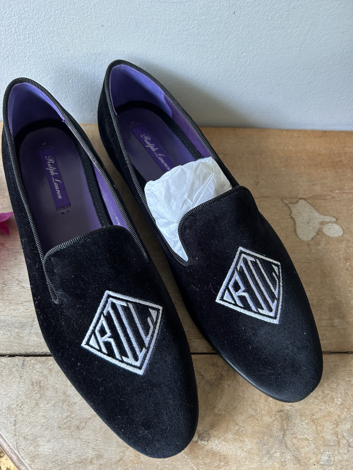 Ralph Lauren Purple Label Alonzo Deco Slipper Black Size 36.5B New*Read‼️