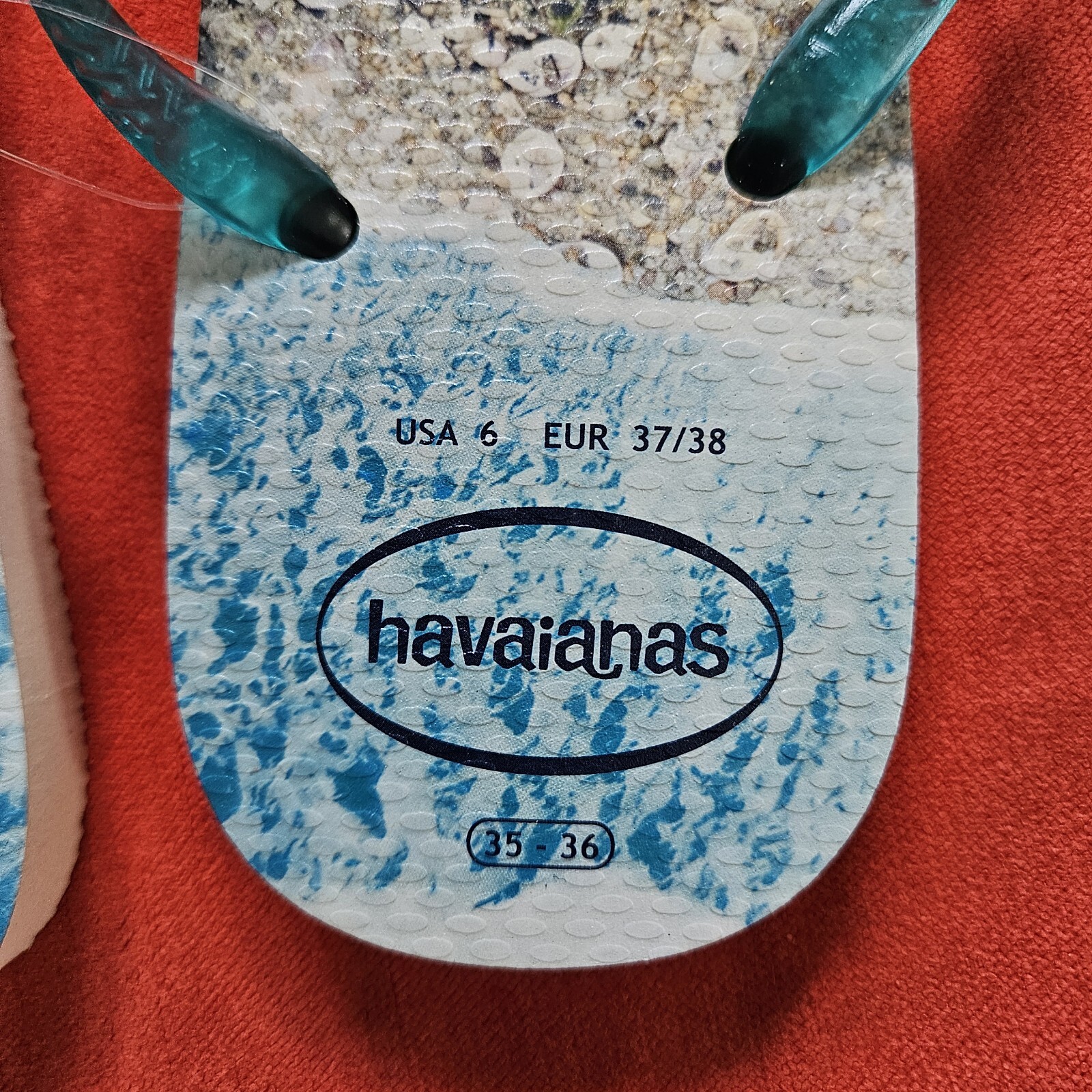 Havaianas Beach Print Flip Flop Sandals 6 35-36 – NWT
