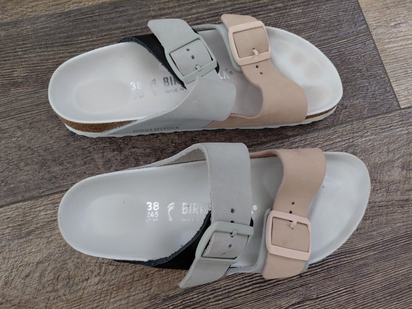 Birkenstock Women’s Arizona Split Hex peach/black Slide Size 38 / 7