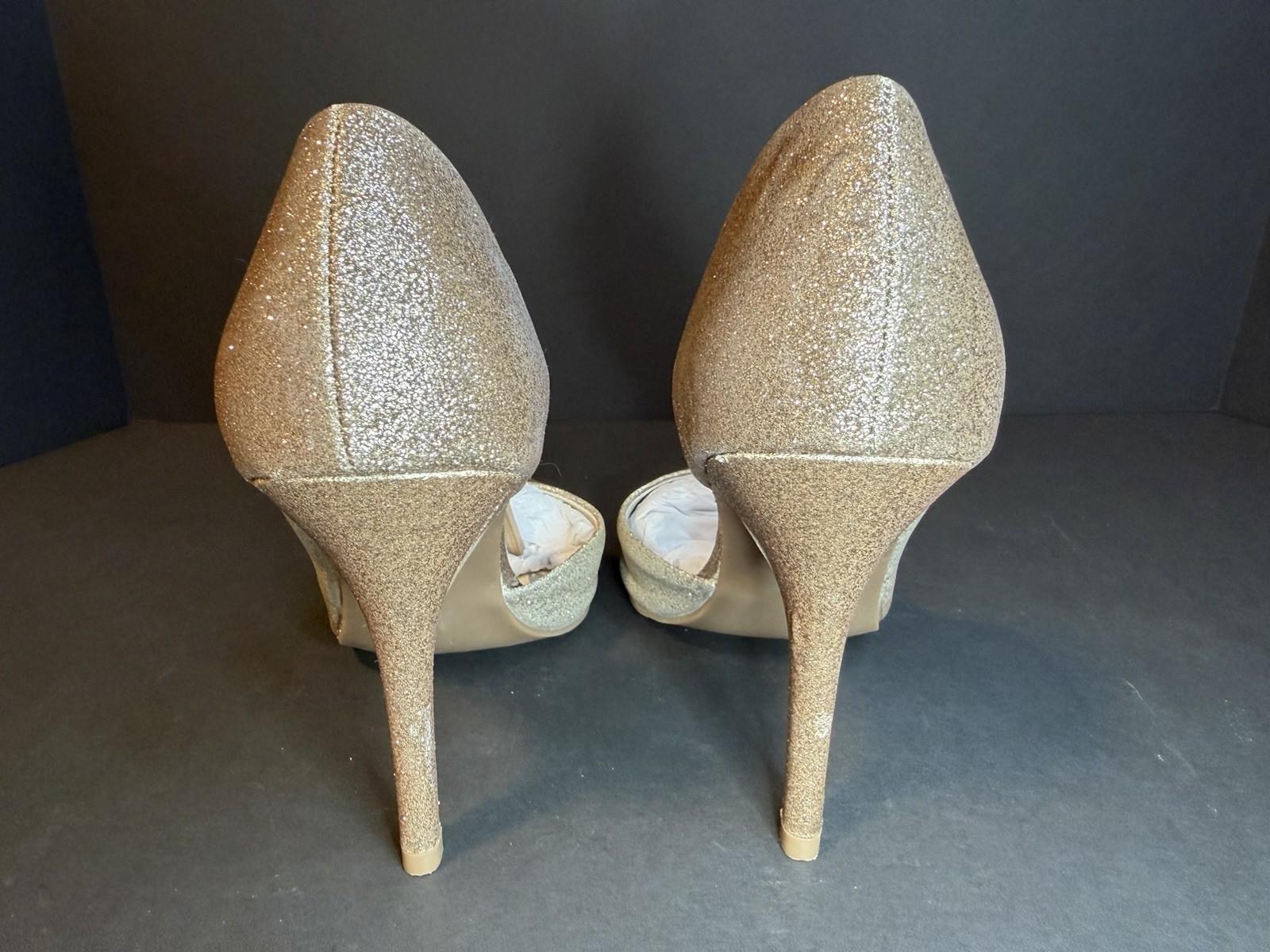 Juicy Couture Gold Glitter Pointed Toe Stiletto Slip-On Pumps Women 8.5 39 6