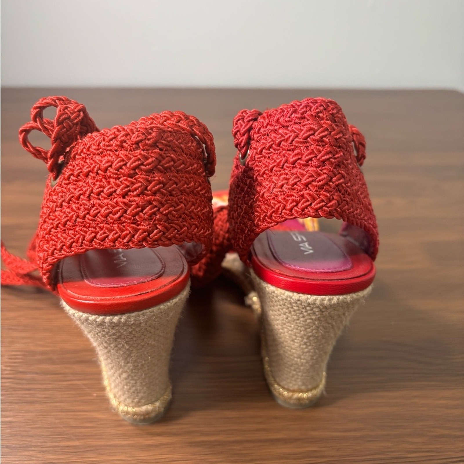 Via Spiga Multicolor Red Espadrilles with Ankle Tie size 9 NWOT