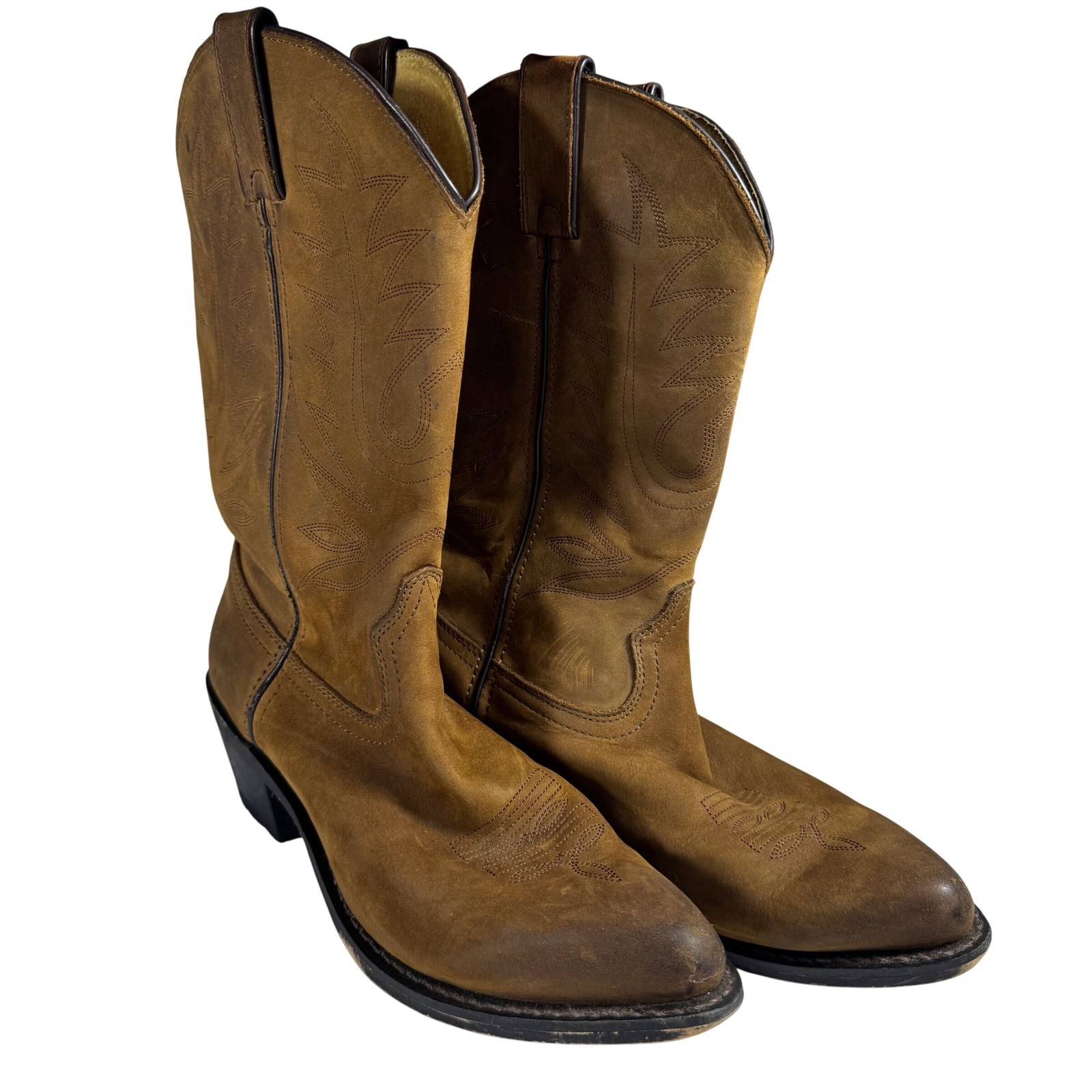 Western Boho Chic Durango Women’s 9M 11″ Tan Leather Cowboy Boots Pointed Toe