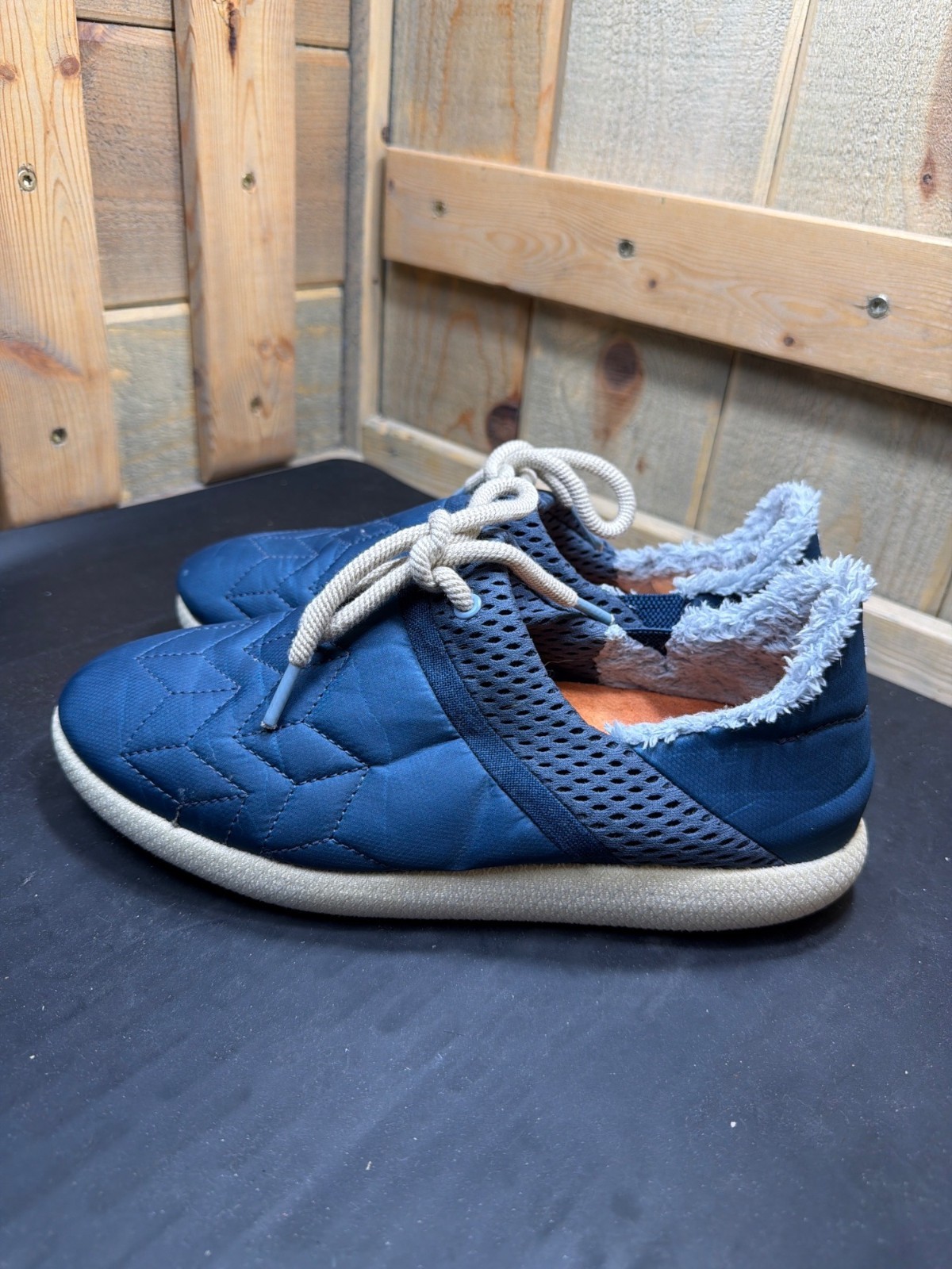 OluKai Mahiki Women’s Size 9 Blue Quilted Textile Slip-On Slipper Shoes 20477-7E