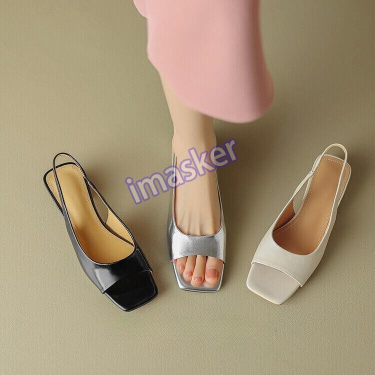 Women’s Open Toe Slingback Sandals Low Heel Summer Casual Dress Party Prom Shoes
