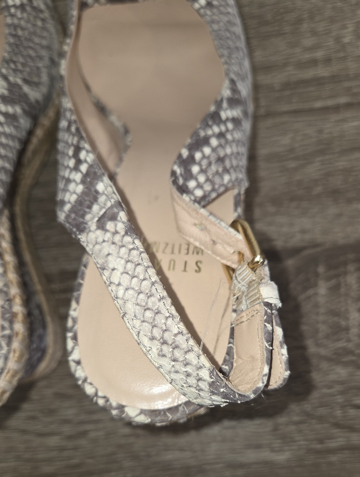 Stuart Weitzman Snakeskin Espadrille Wedge Slingback Heels 9N SEE DESCRIPTION