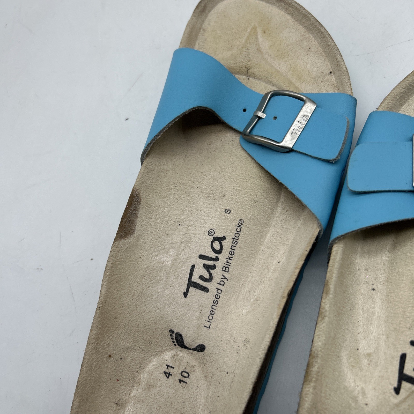 Tula by Birkenstock Slide Sandals 41 / US 10 Blue Buckle Cork Footbed Comfort