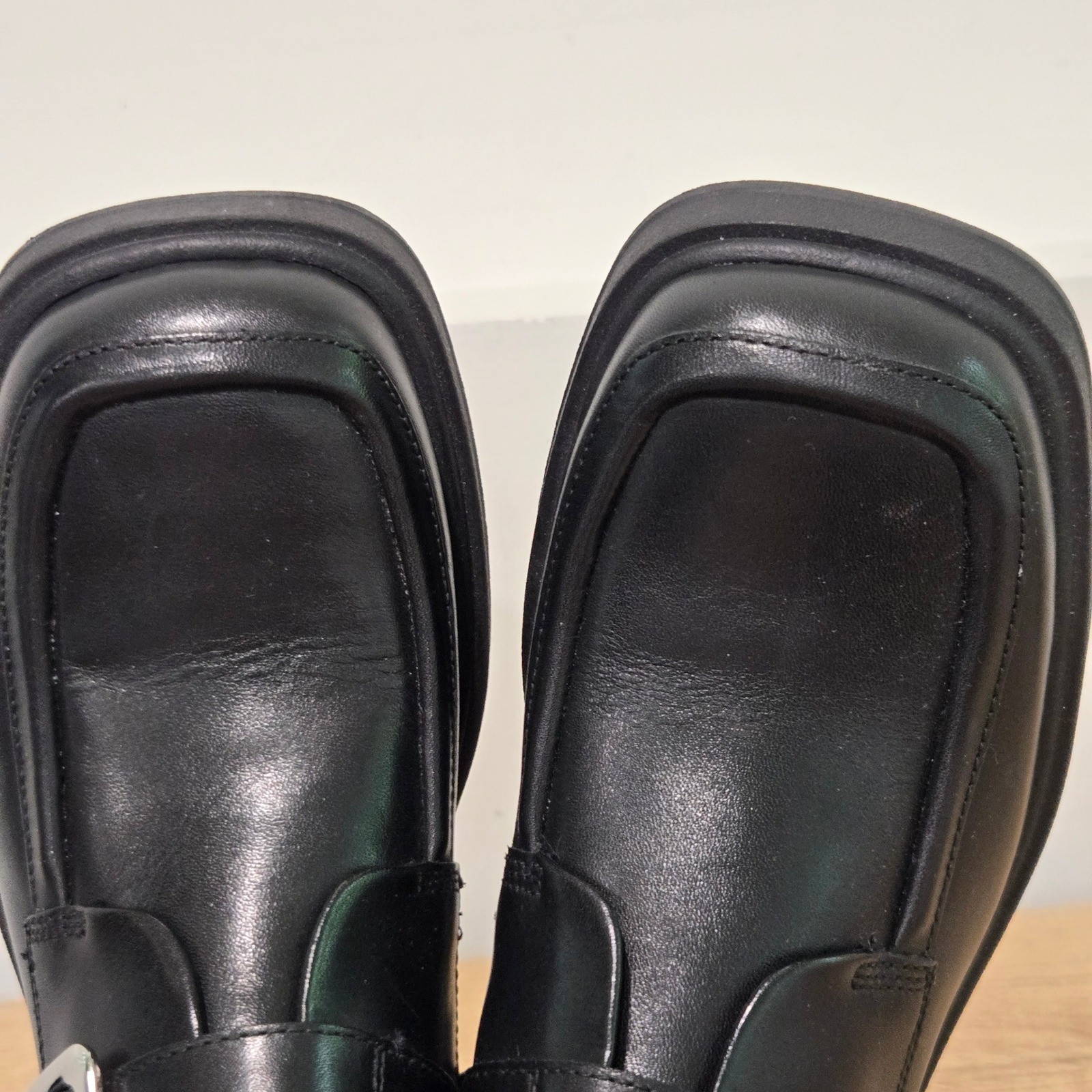 Vagabond Dorah Ankle Boots Women 38 / 8 Black Leather Buckle Square Toe Zip