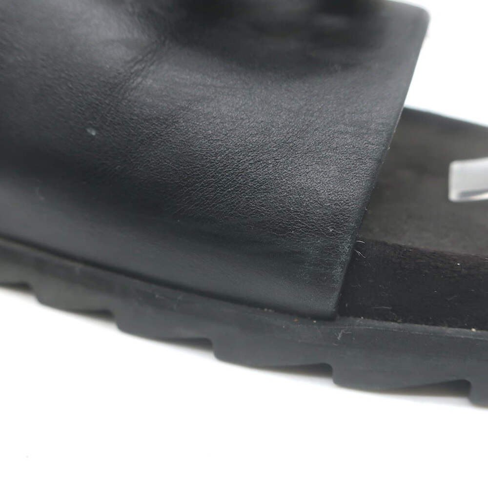 Roger Vivier Crystal-Embellished Flat Slide Sandals Black Leather Size 39