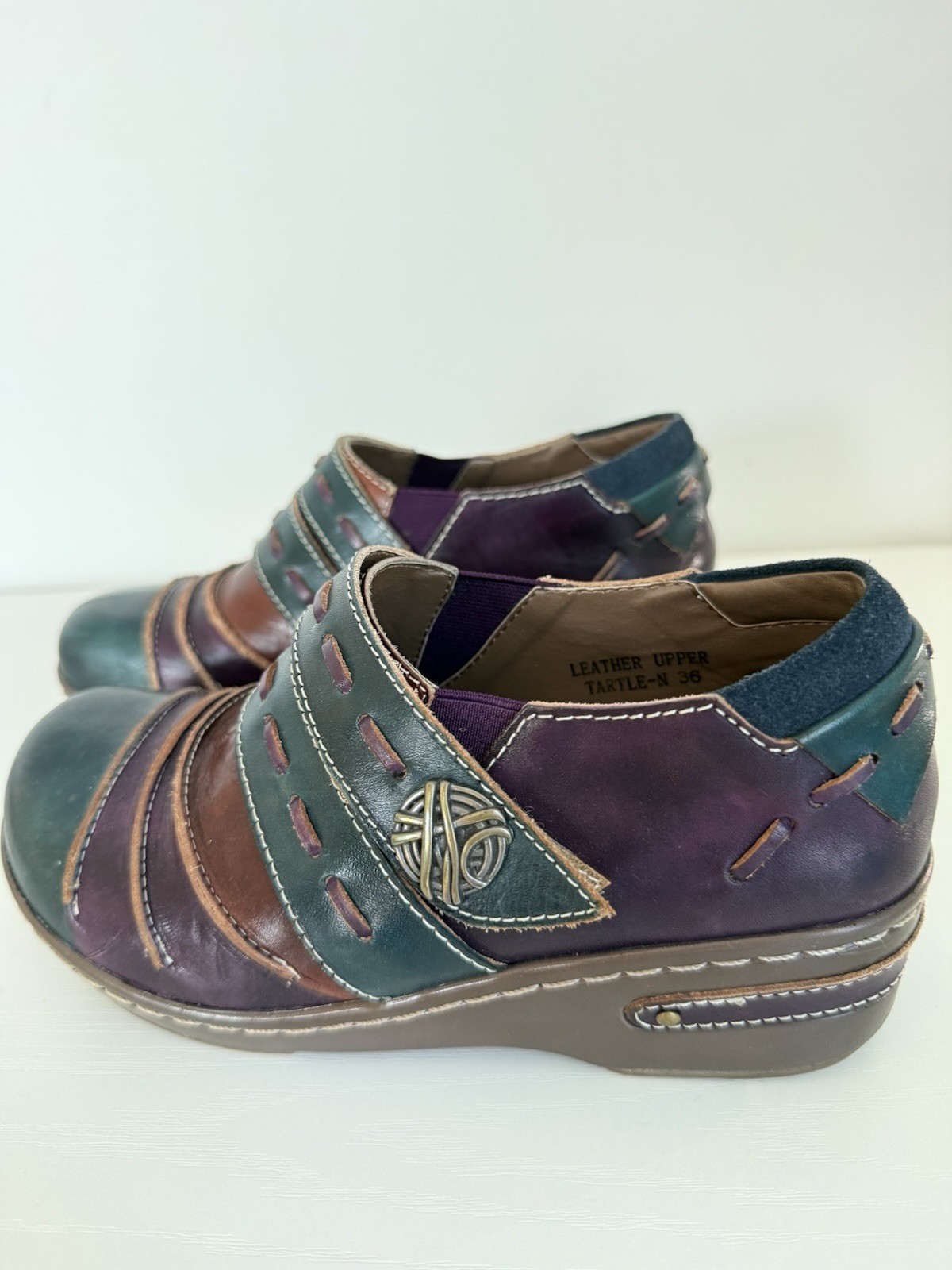 L’Artiste by Spring Step Sherbet Multi-Color Leather Slip-On Clogs EU 36 Women’s