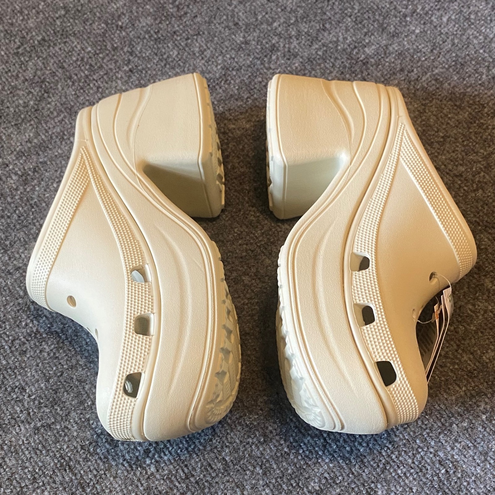 Crocs Siren Clog Womens 11 Platform Slide Heeled Clog Sand Beige Chunky Comfort