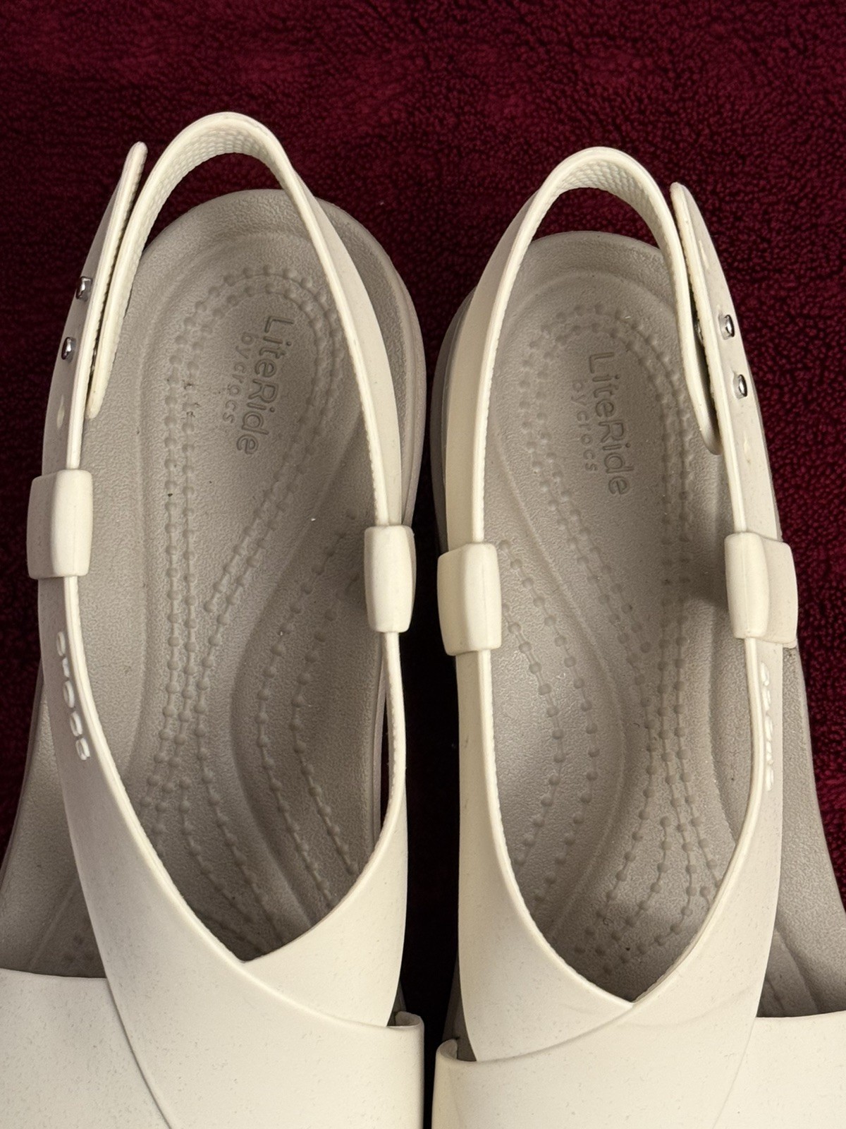 Crocs EXCELLENT Brooklyn High Wedge Sandals LiteRide Cream Size 7 Women