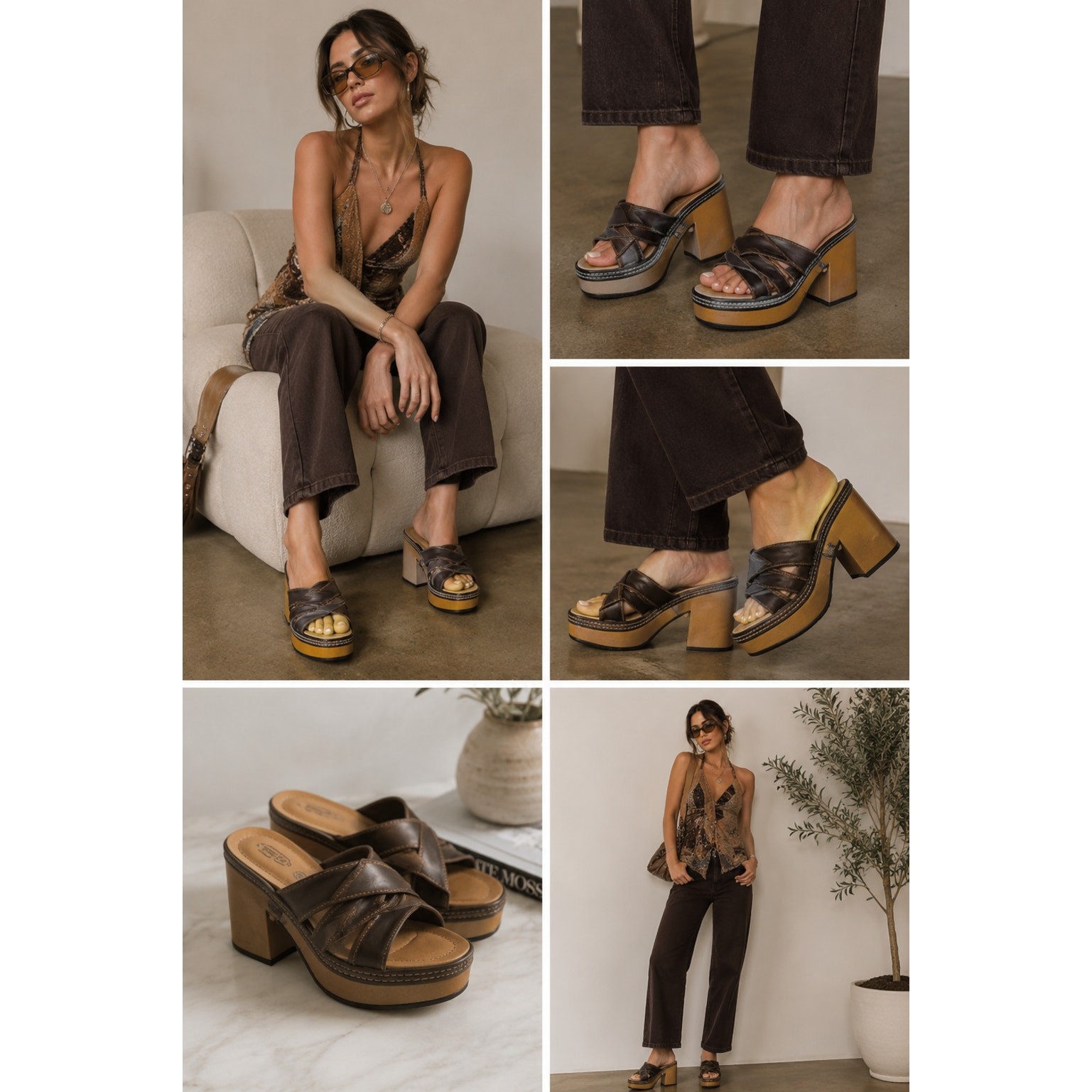 Vintage Y2K Lower East Side Chunky Platform Mule Heels Womens 10