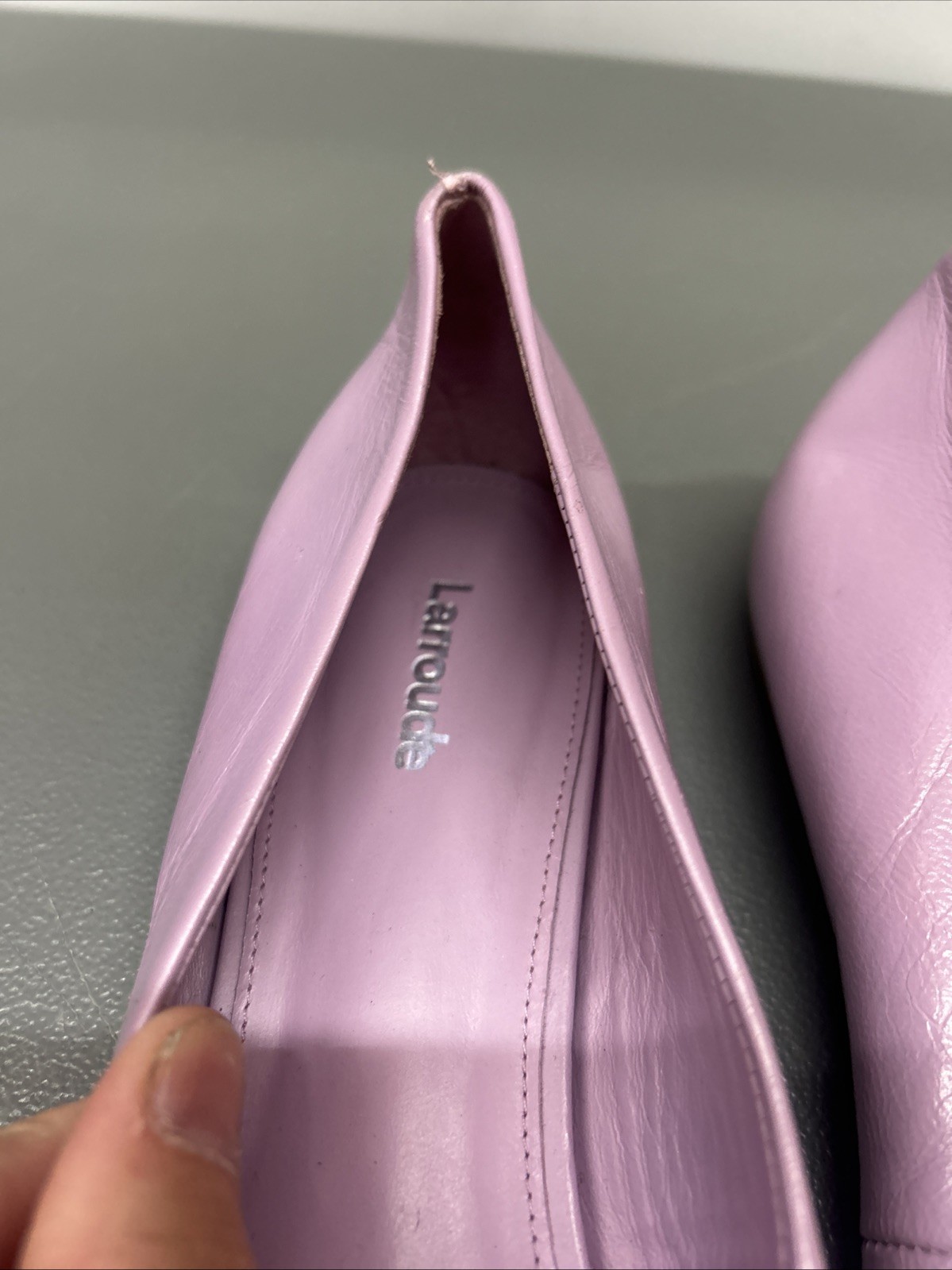 Larroude Flat Womens 9 Lavender Leather Bow Pointed Toe Hand Made Brazil $250