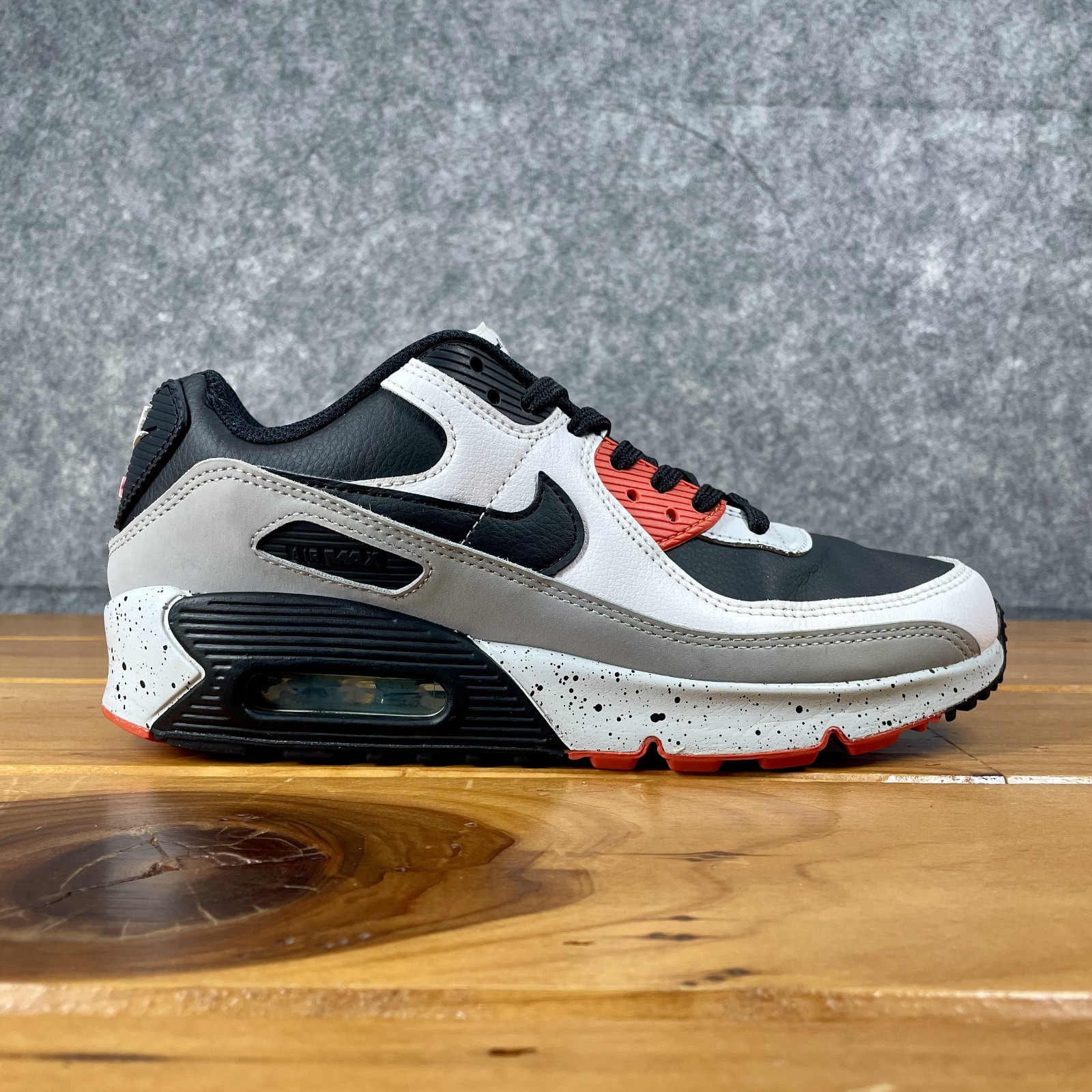 Nike Air Max 90 LTR GS Youth 6Y Womens 7.5 White Black Turf Orange CD6864-110