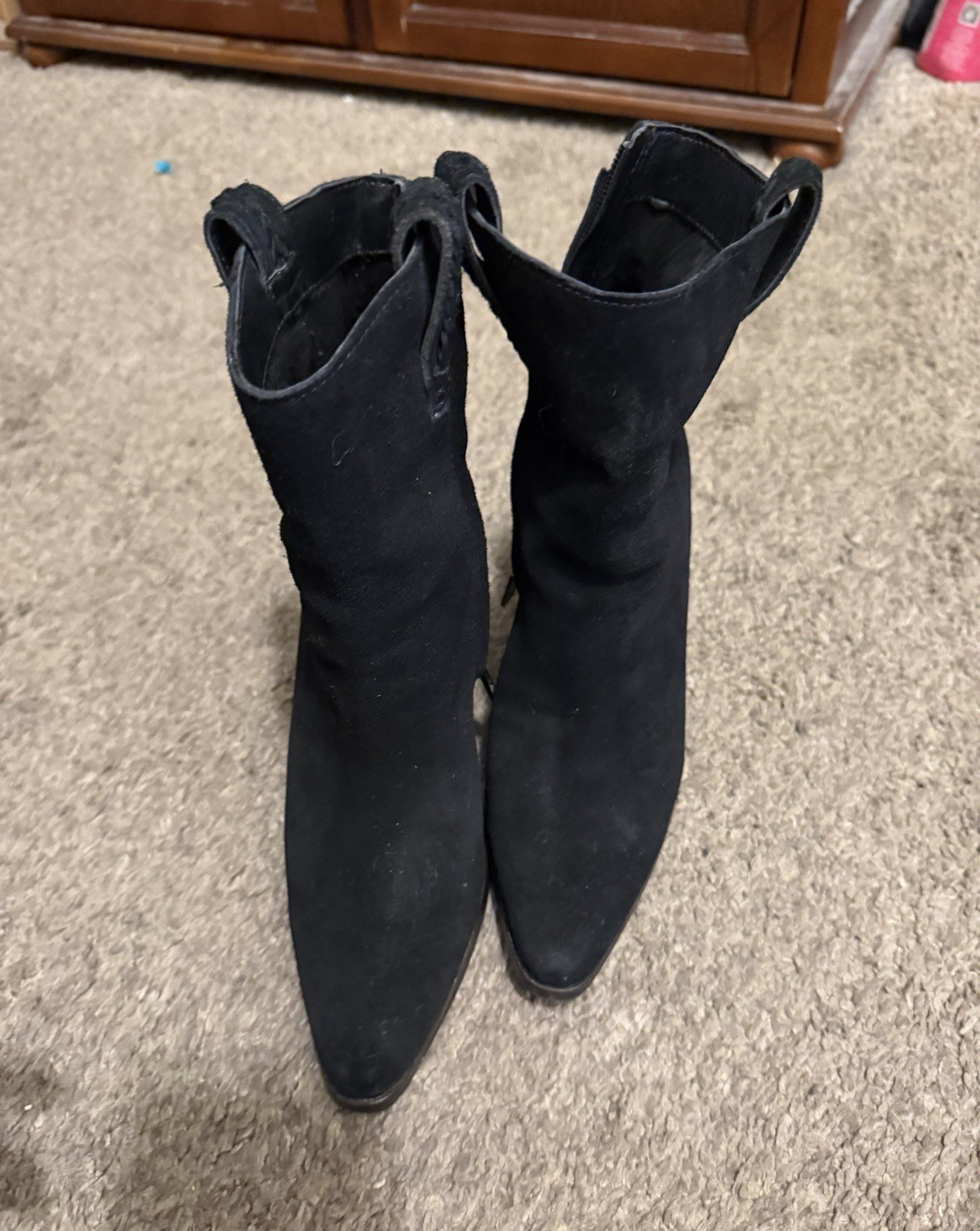Sam Edelman Agnes Black Leather Pointed Toe Ankle Bootie Pull-On US 6 M