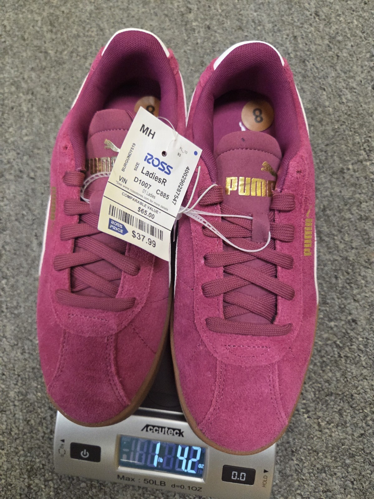 Puma Club II Era Suede Sneakers Womens Size 8 Mens Size 6 Berry White NEW