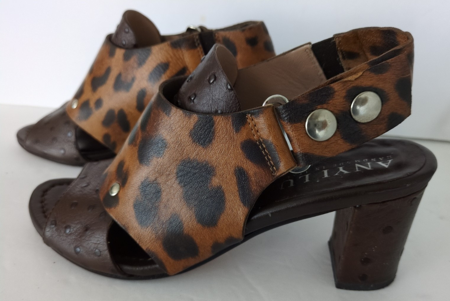 Anyi Lu Athena Expresso/ Brown Leopard/ Peep Toe/ Size 36 US 6 (KS8)
