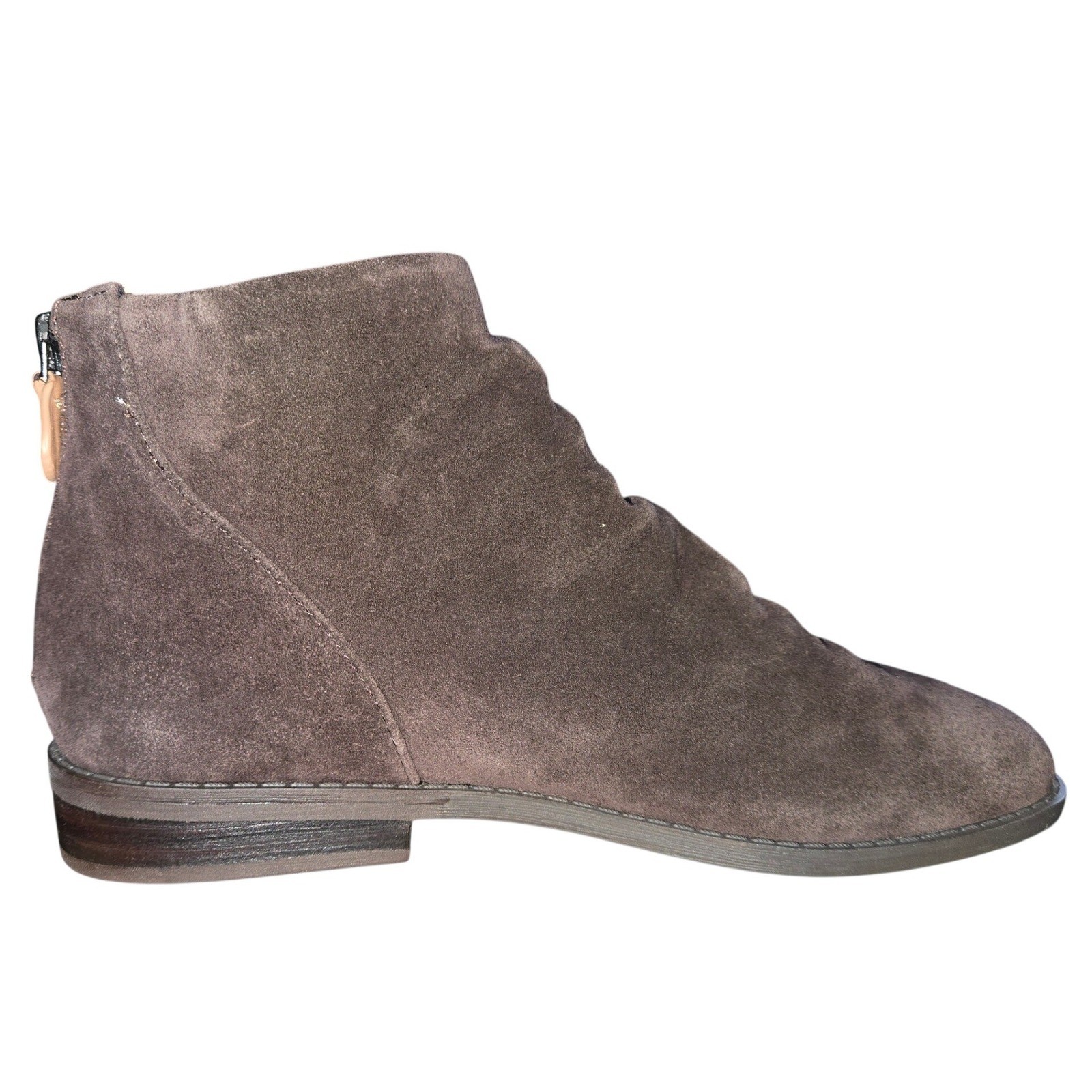 Gentle Souls Kenneth Cole Emma Zip Bootie Chocolate Brown Suede Ankle Boots 7.5