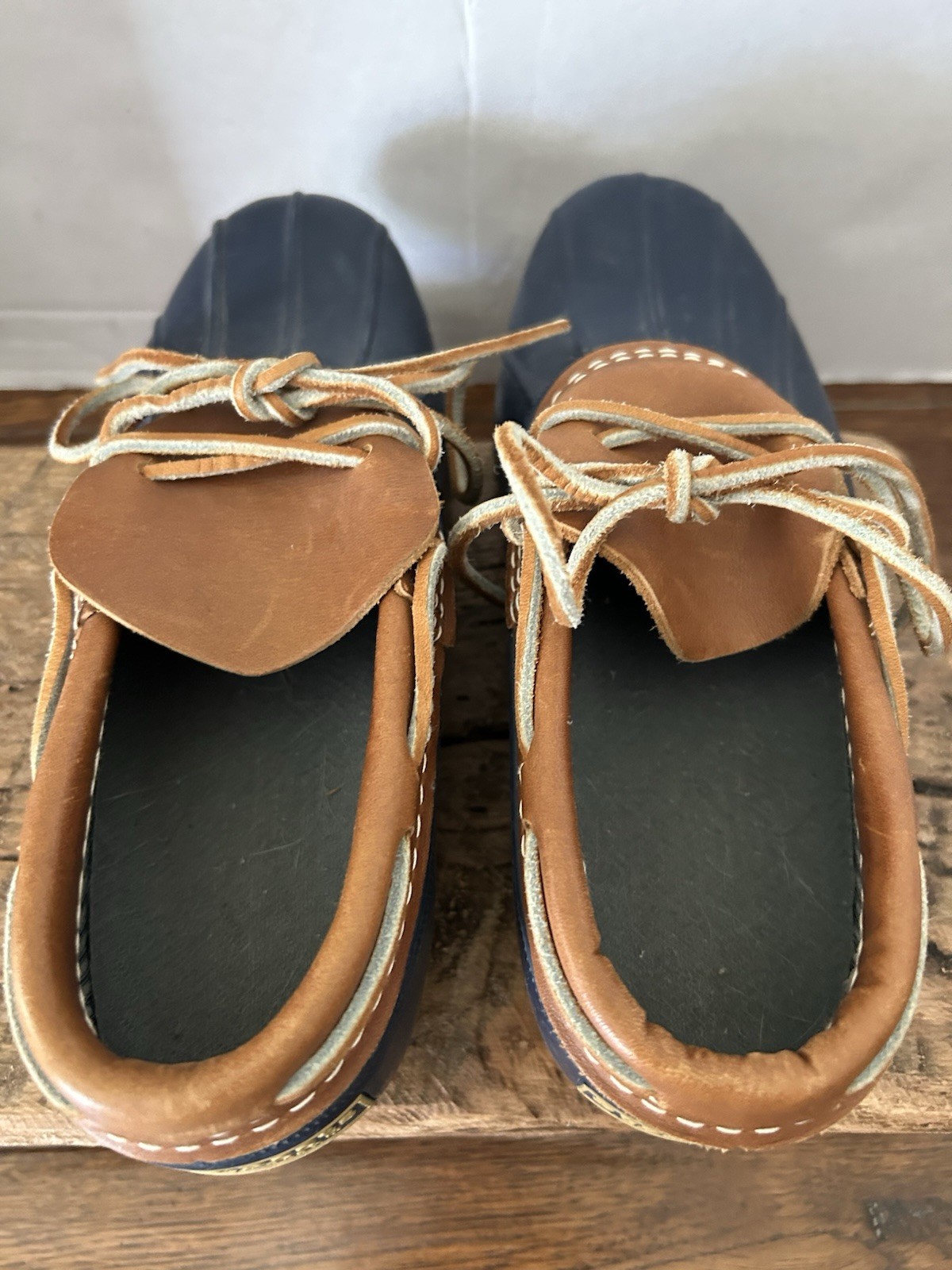 LL Bean Maine Hunting Shoe Mocs Women’s 8 Made In USA Waterproof, Blue & Brown