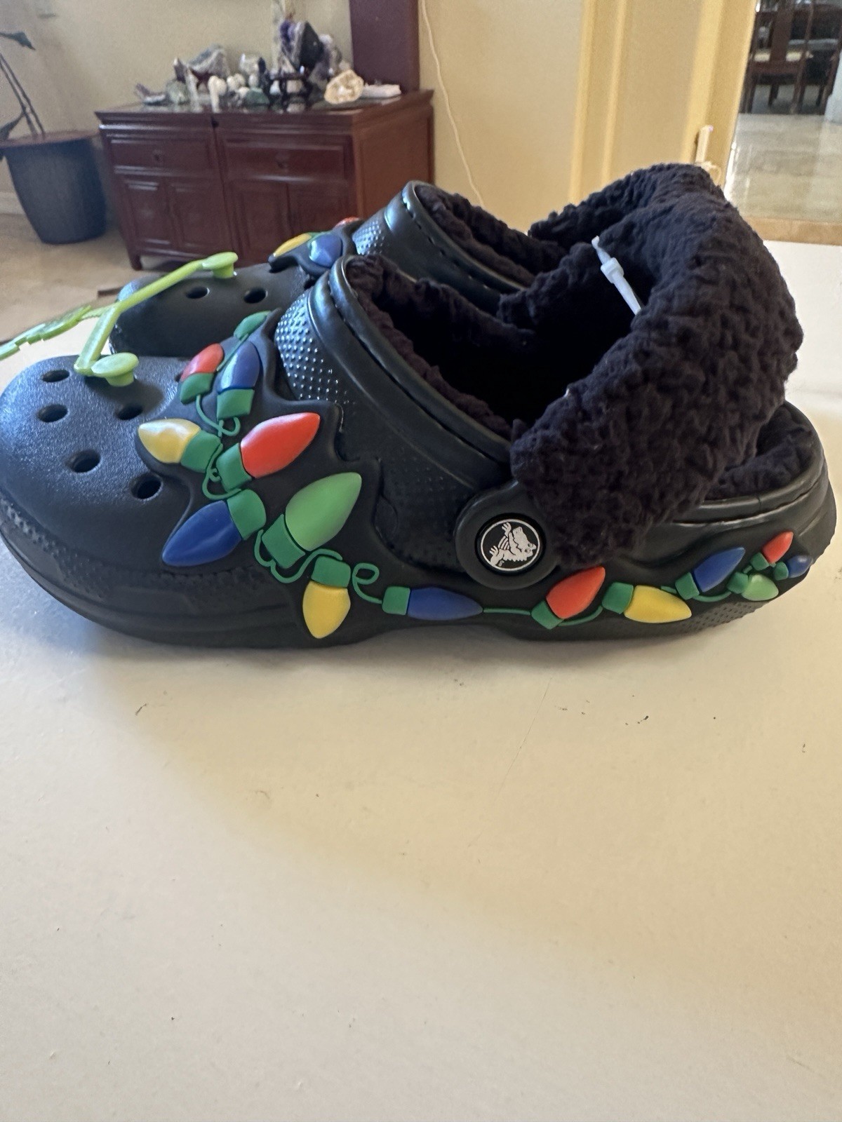 Black Crocs «Classic Holiday» Lined Clogs ft. Festive Christmas Light Graphics
