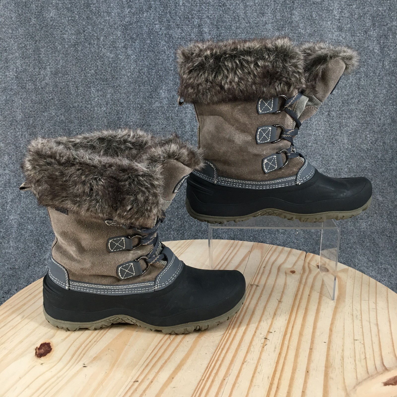 Khombu The Slope Snow Boots Womens 8 M Fur Lined Comfort Lace Up Ankle Top Brown