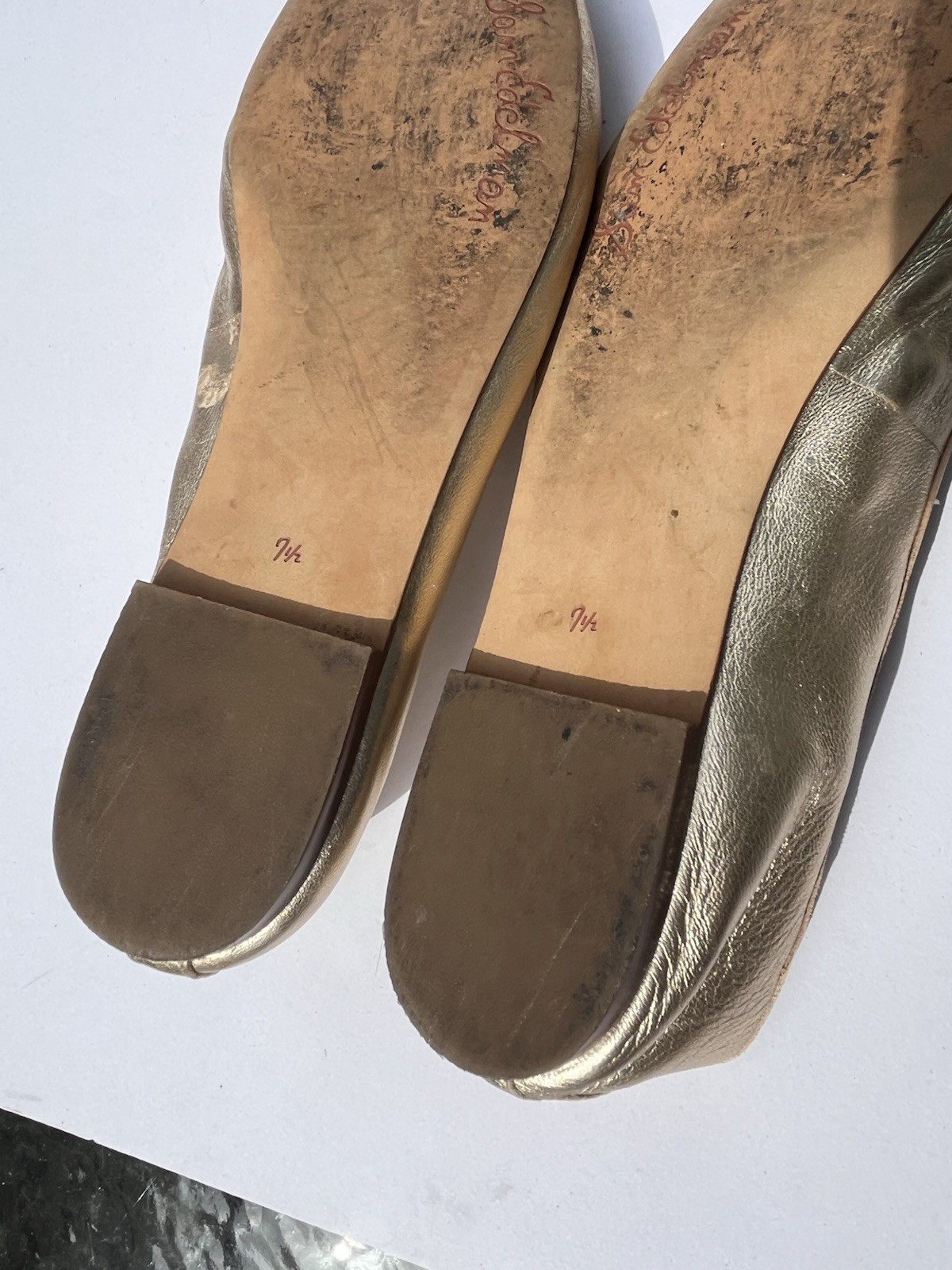 Sam Edelman Felicia Luxe Ballet Flats Shoes Gold Metallic Leather Sz 7.5