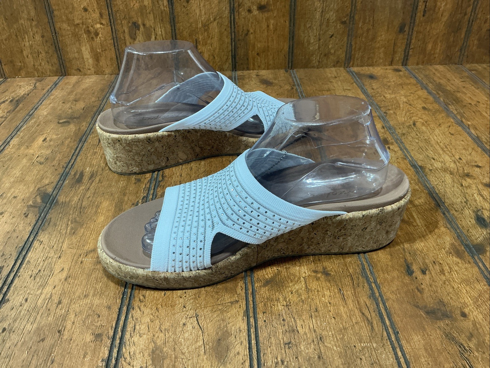 Skechers Womens Arch Fit Always Classy Sandals Slide Wedge Cork White Size 10
