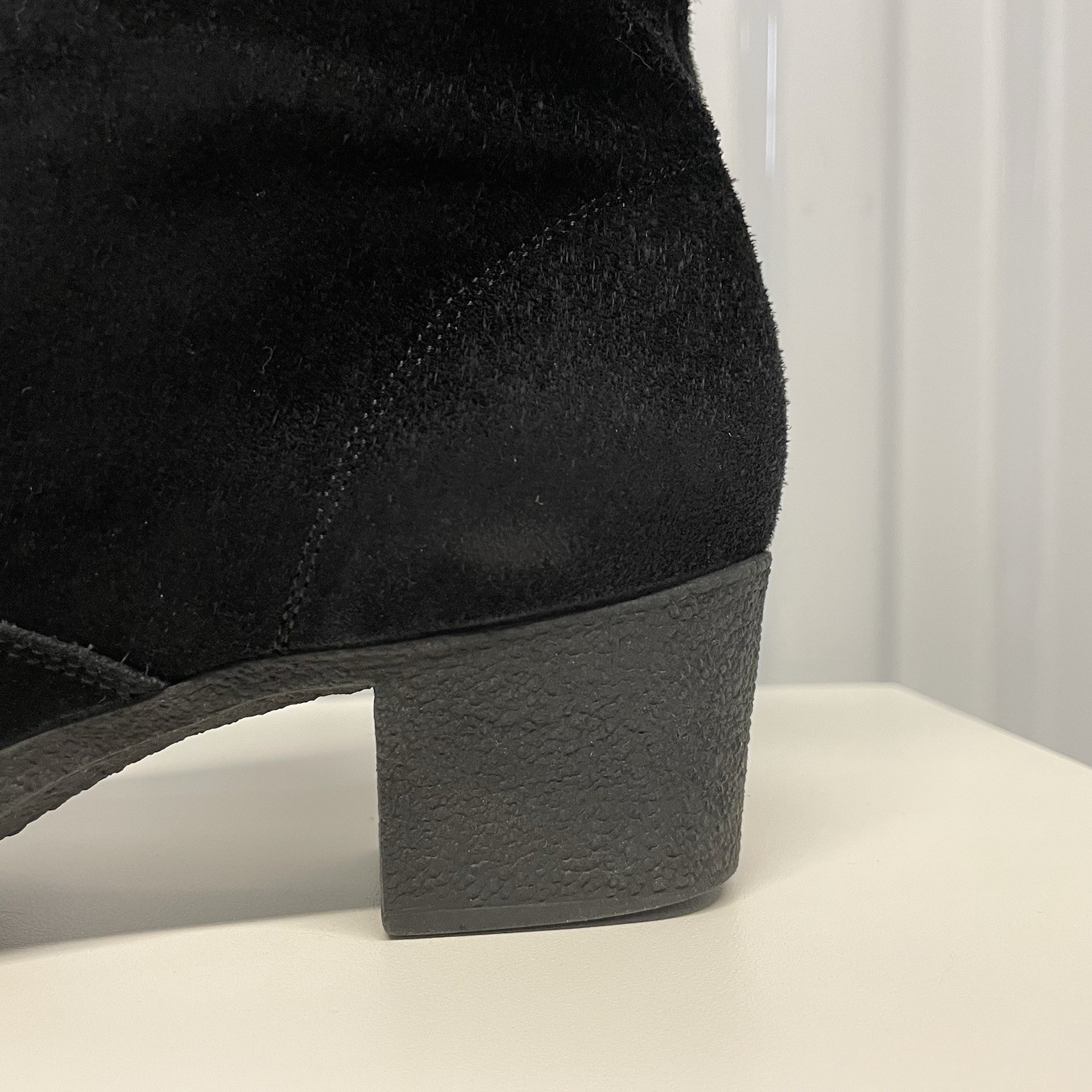 Vintage 90s Ferragamo Black Suede Logo Ankle Boots Women’s 5.5 B