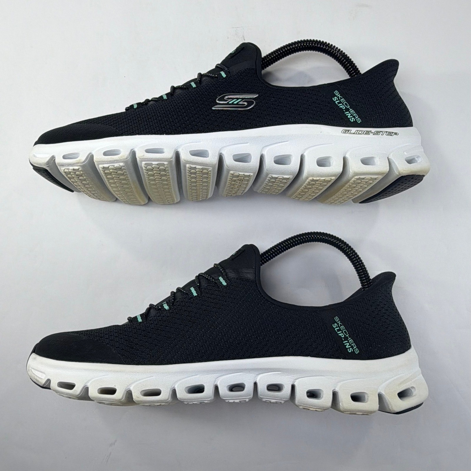 Skechers Slip-Ins Glide-Step Pursuit Sneakers Womens 9.5 Black Turquoise Walking