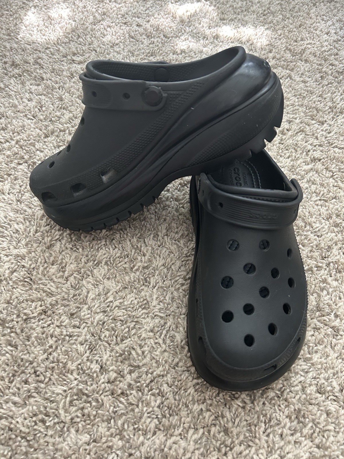 Crocs Iconic Comfort Shoes Beautiful Black Platform W7