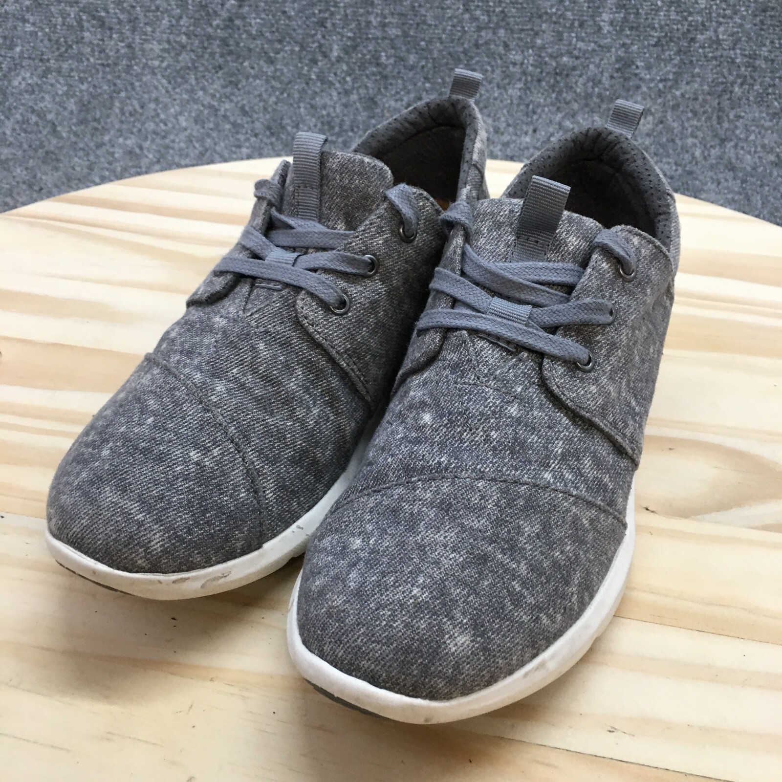 Toms Del Rey Shoes Womens 7.5 Casual Sneakers Walking Gra Fabric Lace Up Comfort
