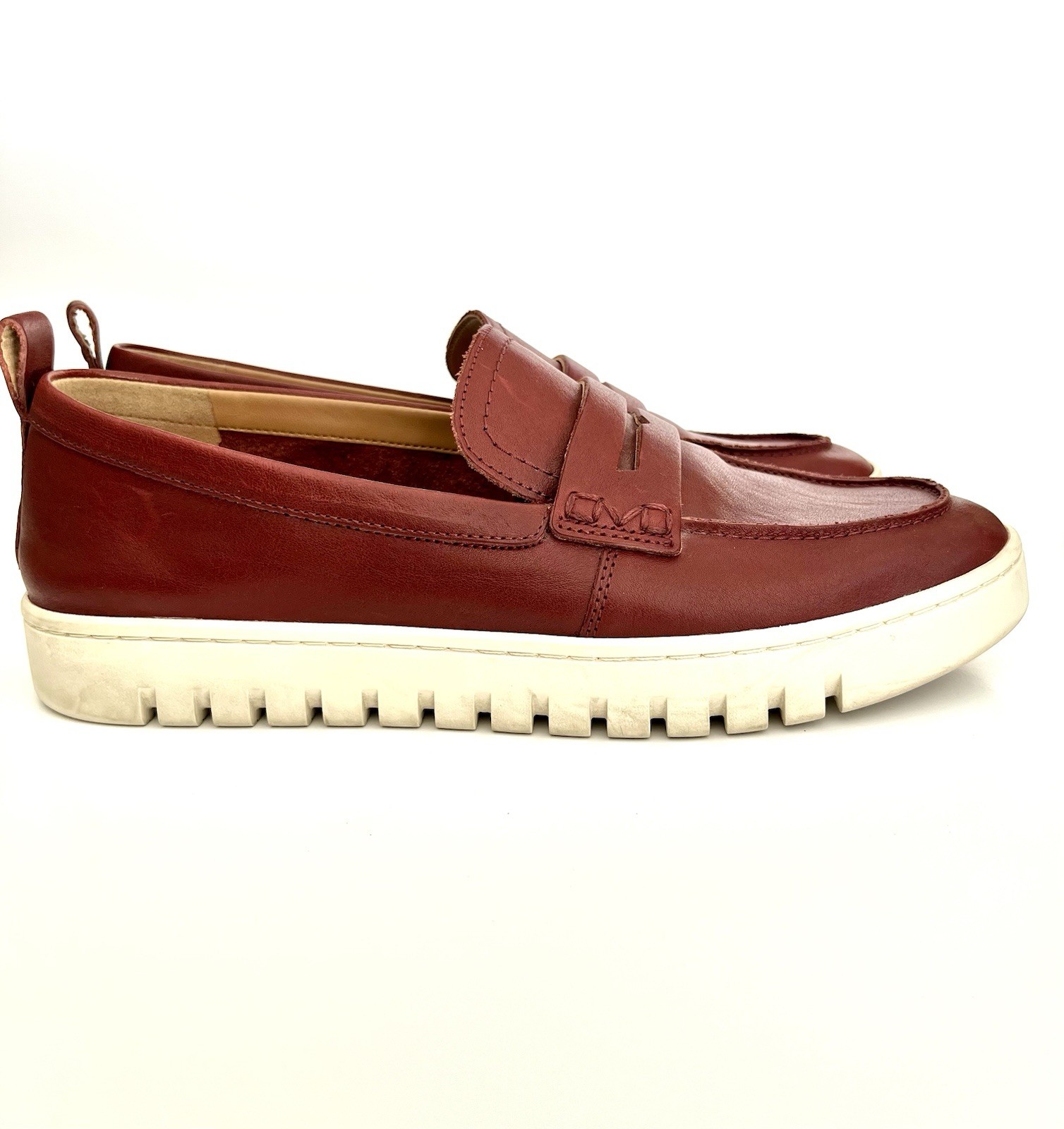 Women Vionic Uptown Maroon Leather Penny Loafers Preppy Work Casual Size 9.5
