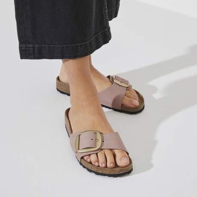 Birkenstock Madrid Big Buckle Nubuck Leather Sandals Women’s Shoes-Old Rose