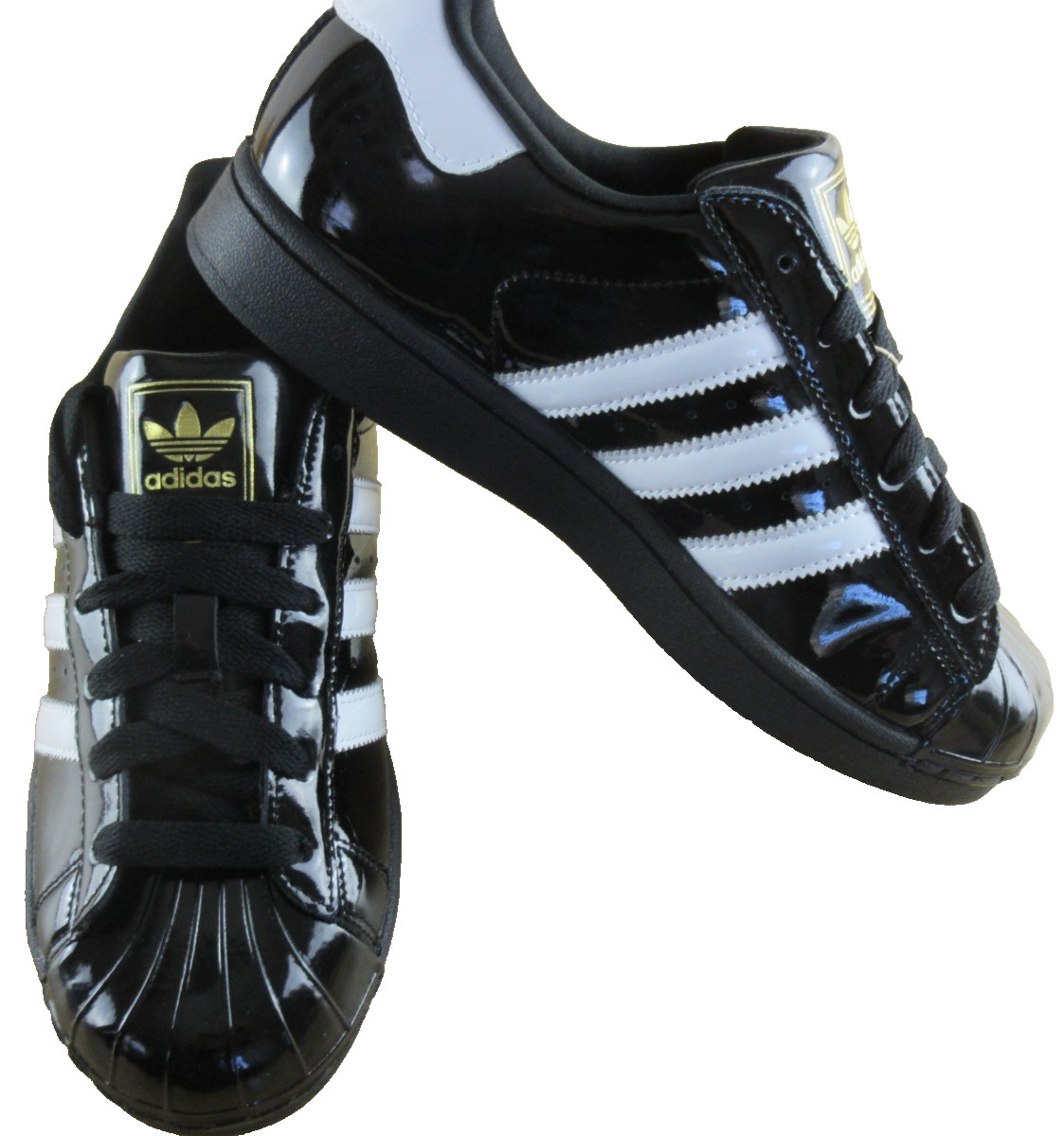 Adidas Women’s Superstar II Sneakers Core Black White Gold Size 7.5 NIB JS4009