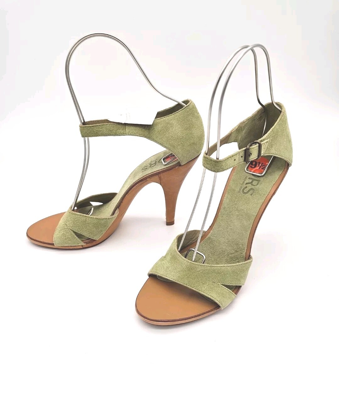 MICHAEL KORS Women’s ALL LEATHER Pear Green Suede Sandal Heels 9.5 Fits 9 NWT 🍐