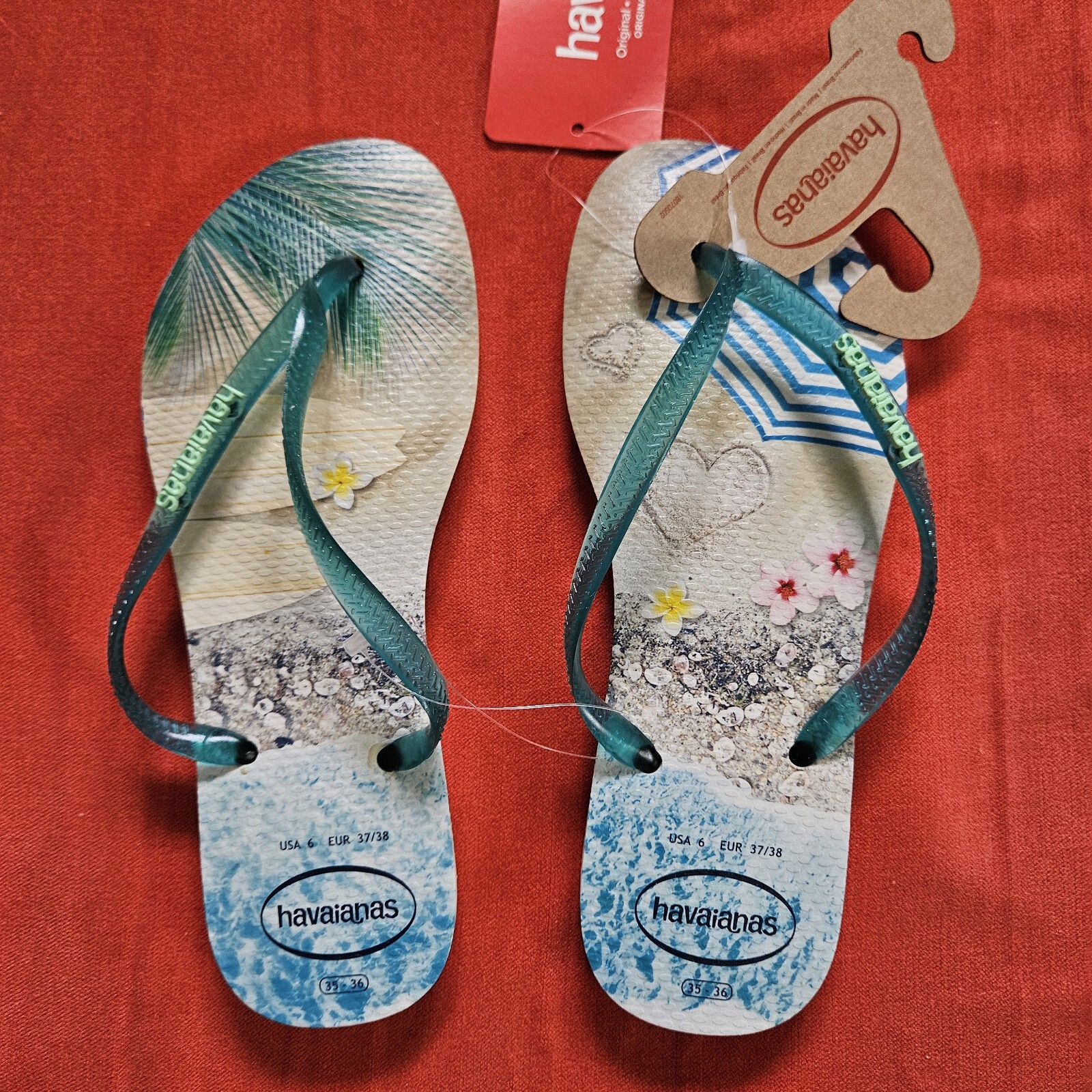 Havaianas Beach Print Flip Flop Sandals 6 35-36 – NWT