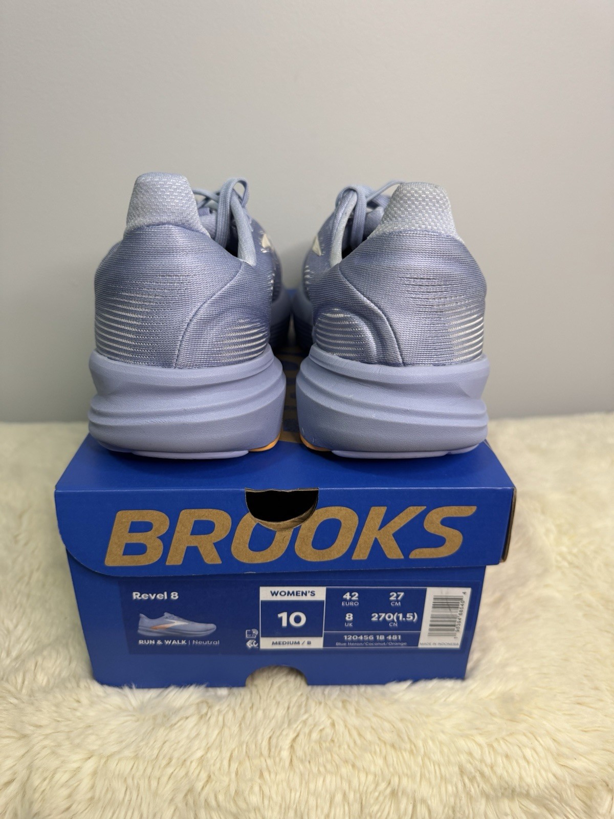 Brooks Revel 8 Women Blue Heron Orange Low Top Lace Up Mesh Sneakers 120456