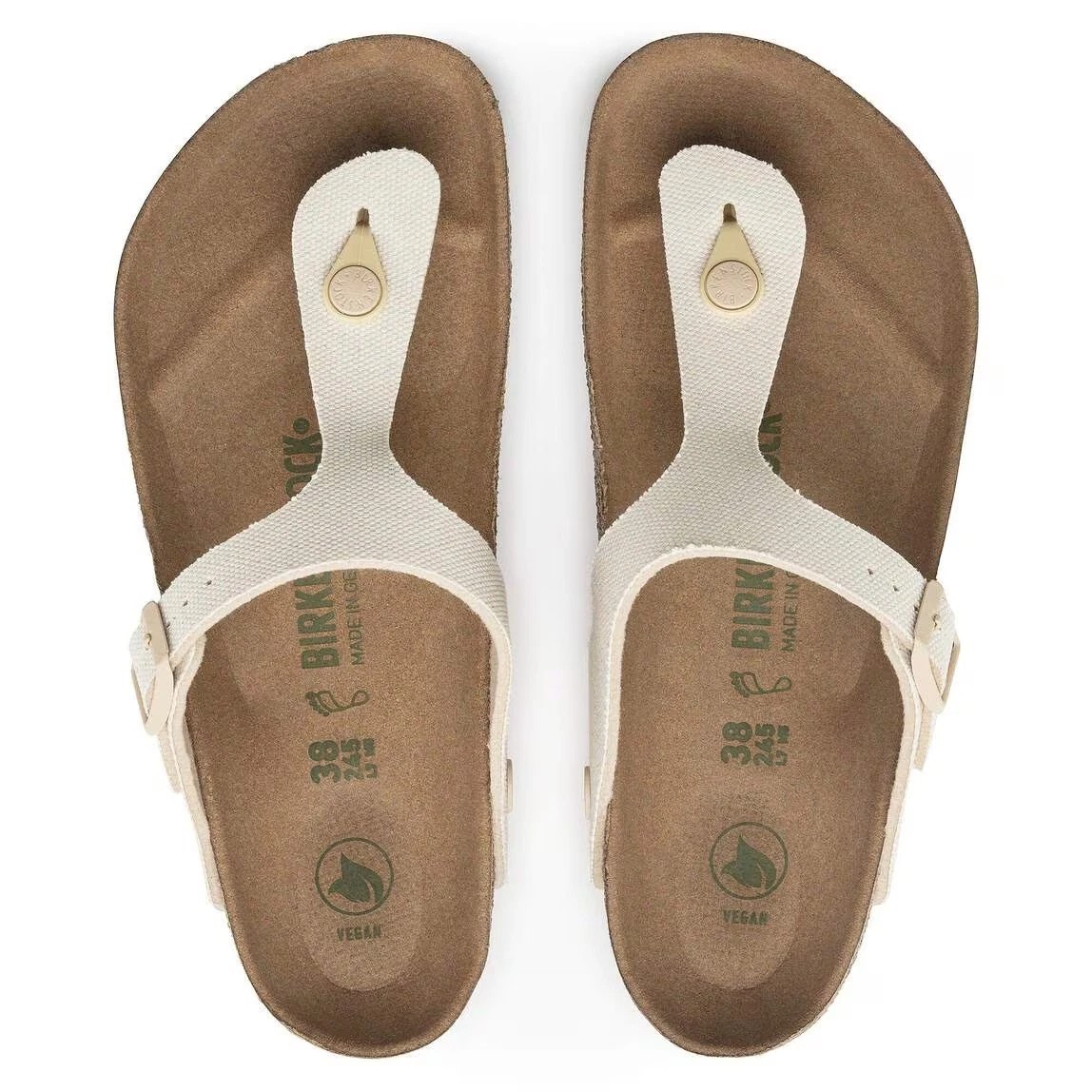 Birkenstock Women’s Gizeh Vegan Canvas Eggshell Sandals 38 EU 7W/5M NWB