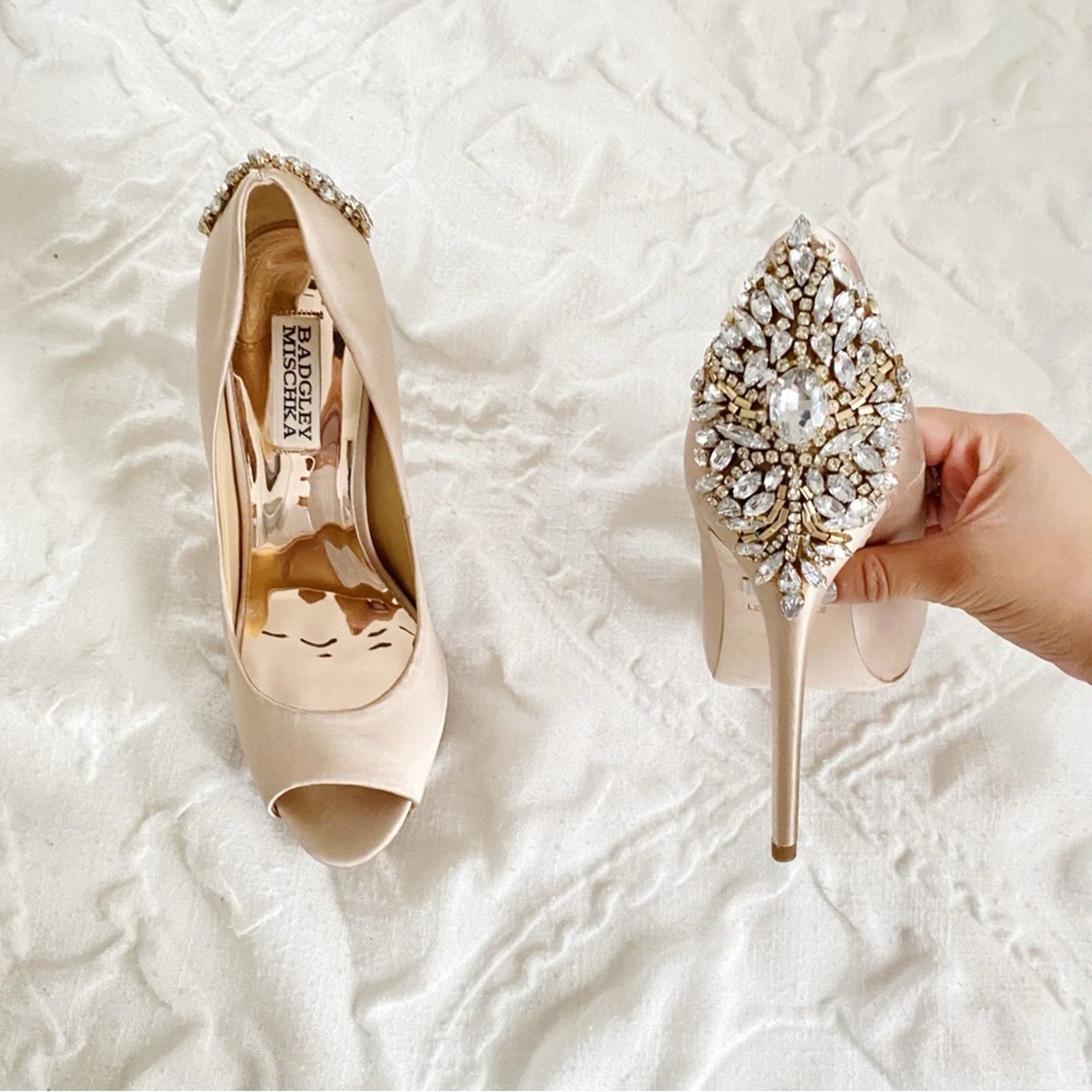 Badgley Mischka Kiara Embellished Peep-toe Pump Size 7.5