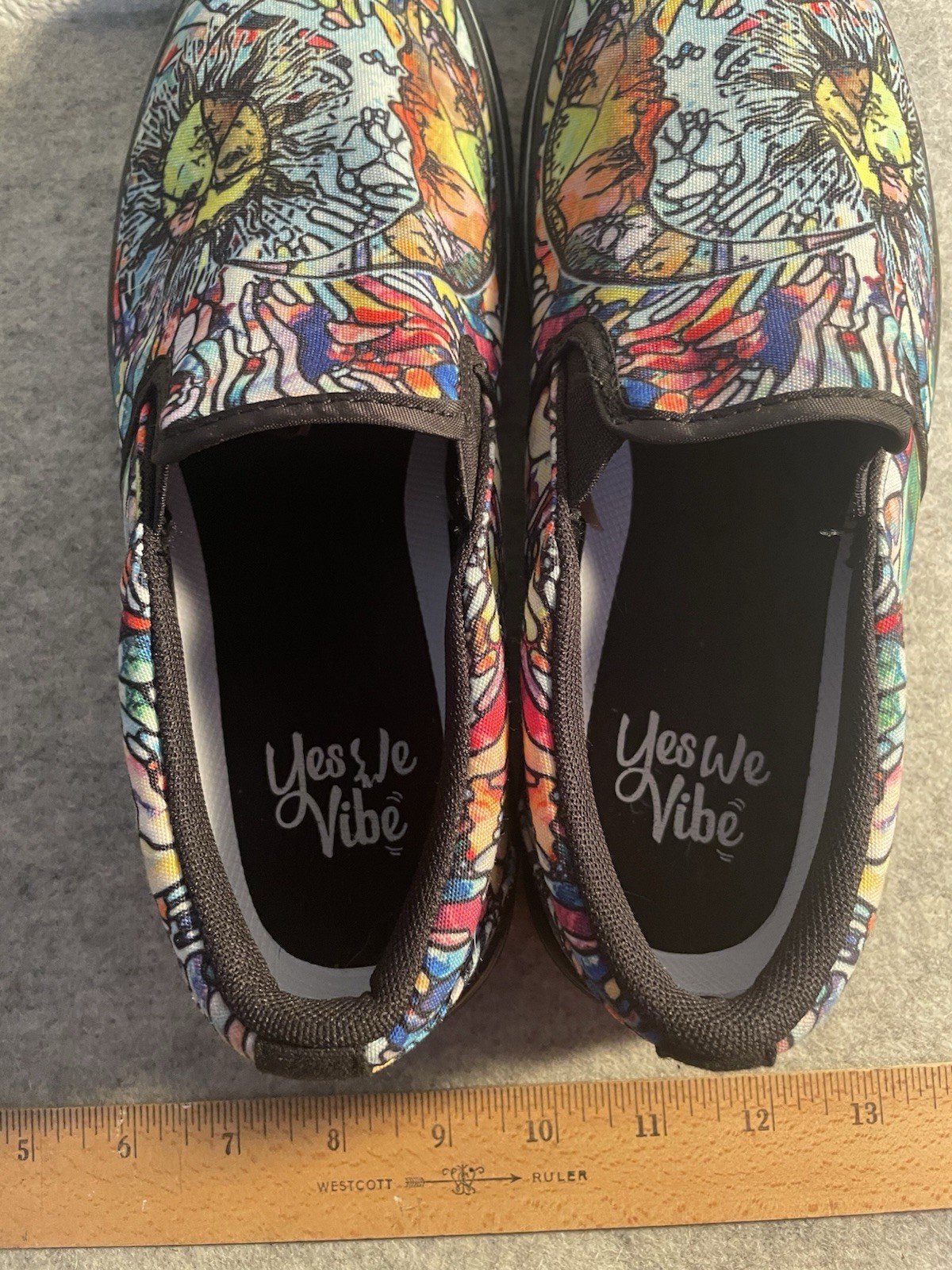 Yes We Vibe Women’s Slip-On Canvas Shoes Multicolor Graphic ⭐️🌖 Print Black 9
