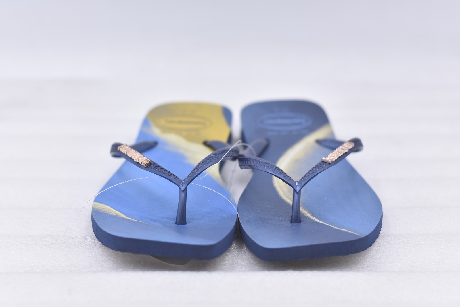Womens Havaianas Slim Square Flip-Flop Sandals – Navy Blue Size 7/8 (EU 37-38)